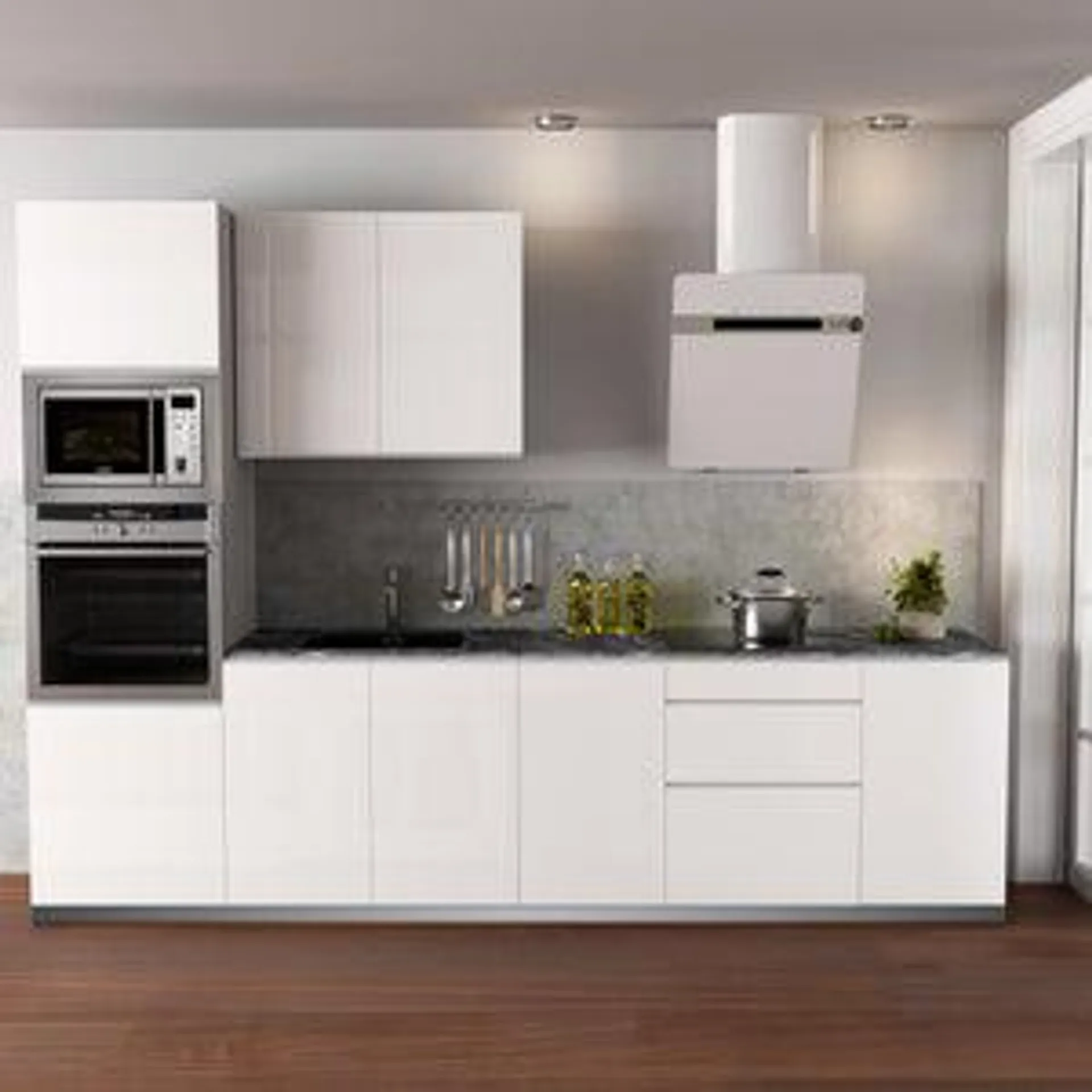 Cocina en kit DELINEA id MIKONOS blanco brillo 3.00 m