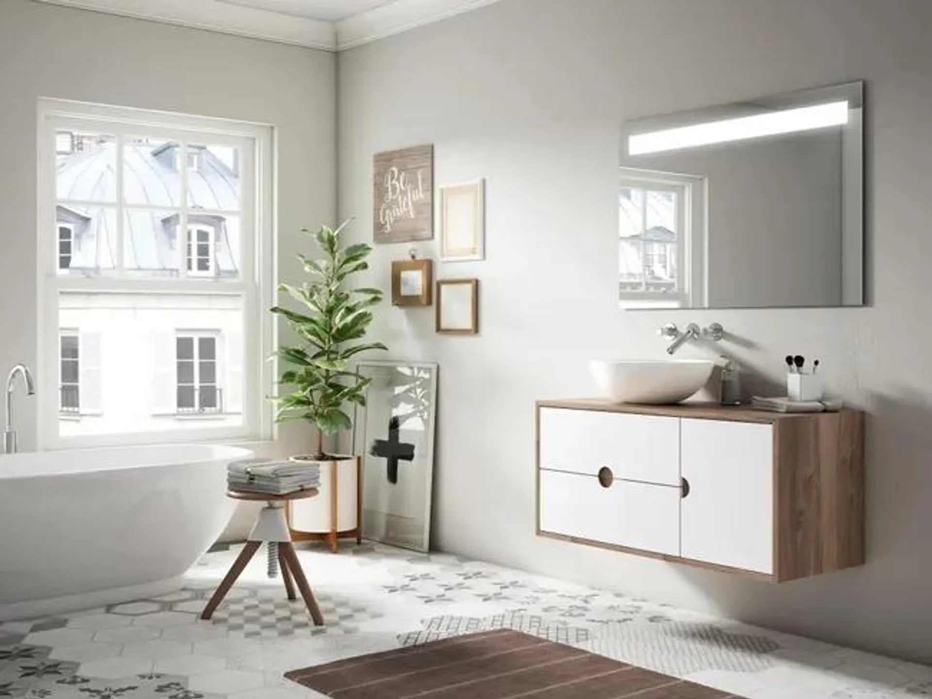 Mueble de baño con lavabo Kompas roble 100x45 cm Ver detalles del producto