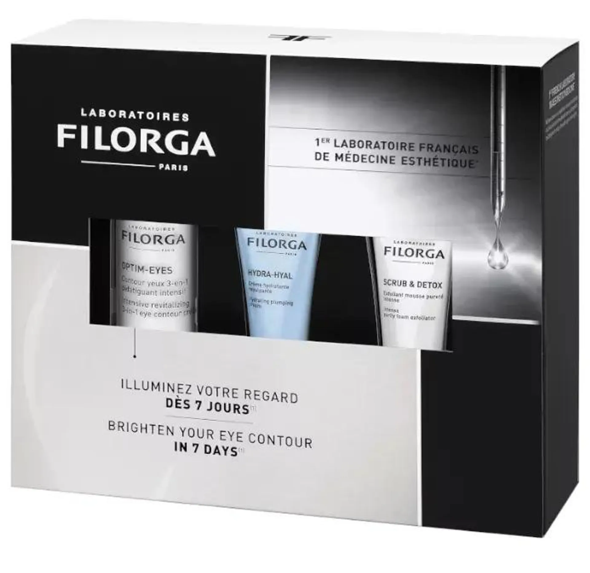 Filorga Contorno Ojos Optim Eyes 15 ml + Crema Hydra Hyal 15 ml + Exfoliante 15 ml