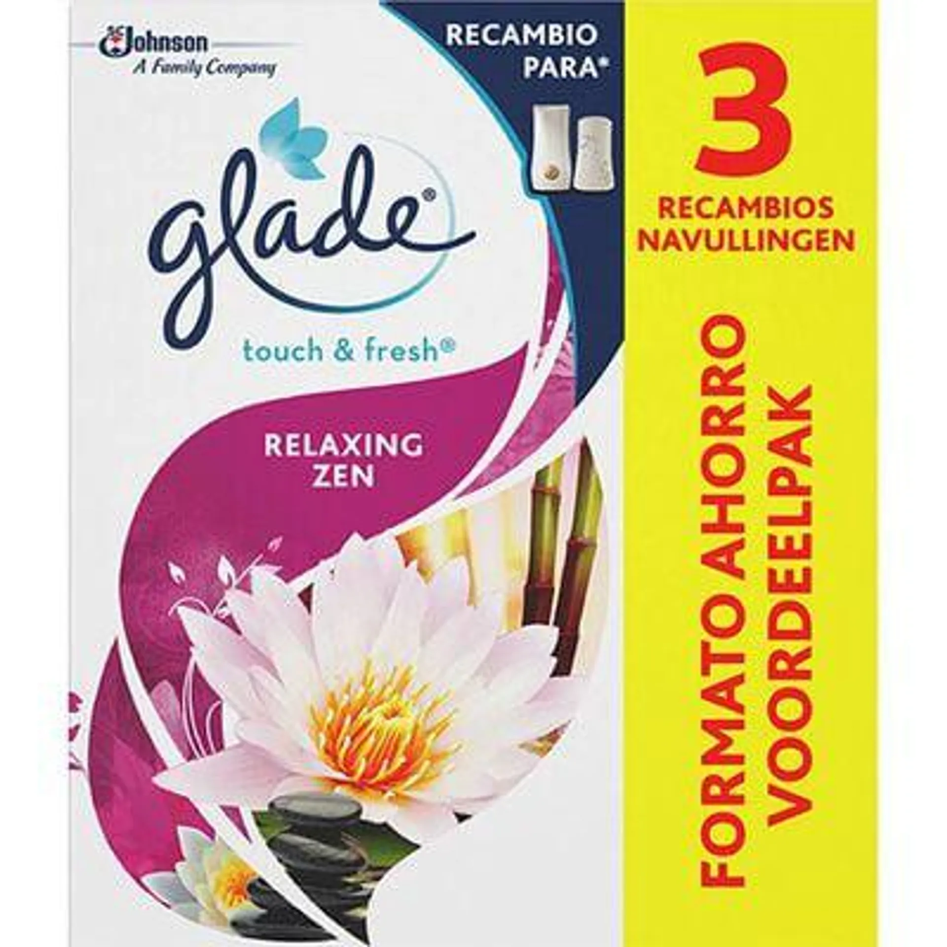 Ambientador Glade toque recambio 2+1 unidades Relax Zen