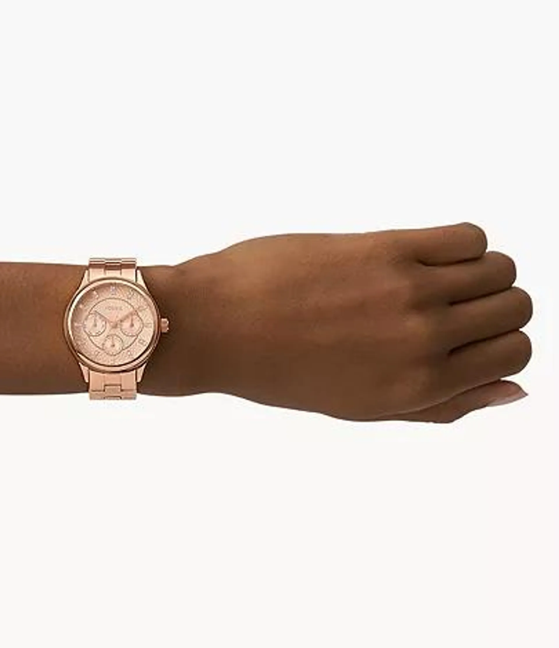 Reloj Modern Sophisticate de acero inoxidable en tono oro rosa con movimiento multifunción