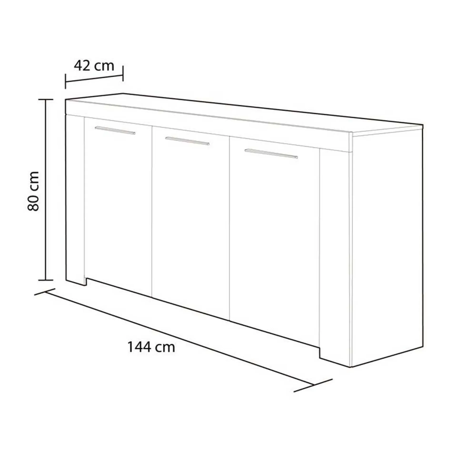 Aparador Urban 3 puertas 80x144x42 cm