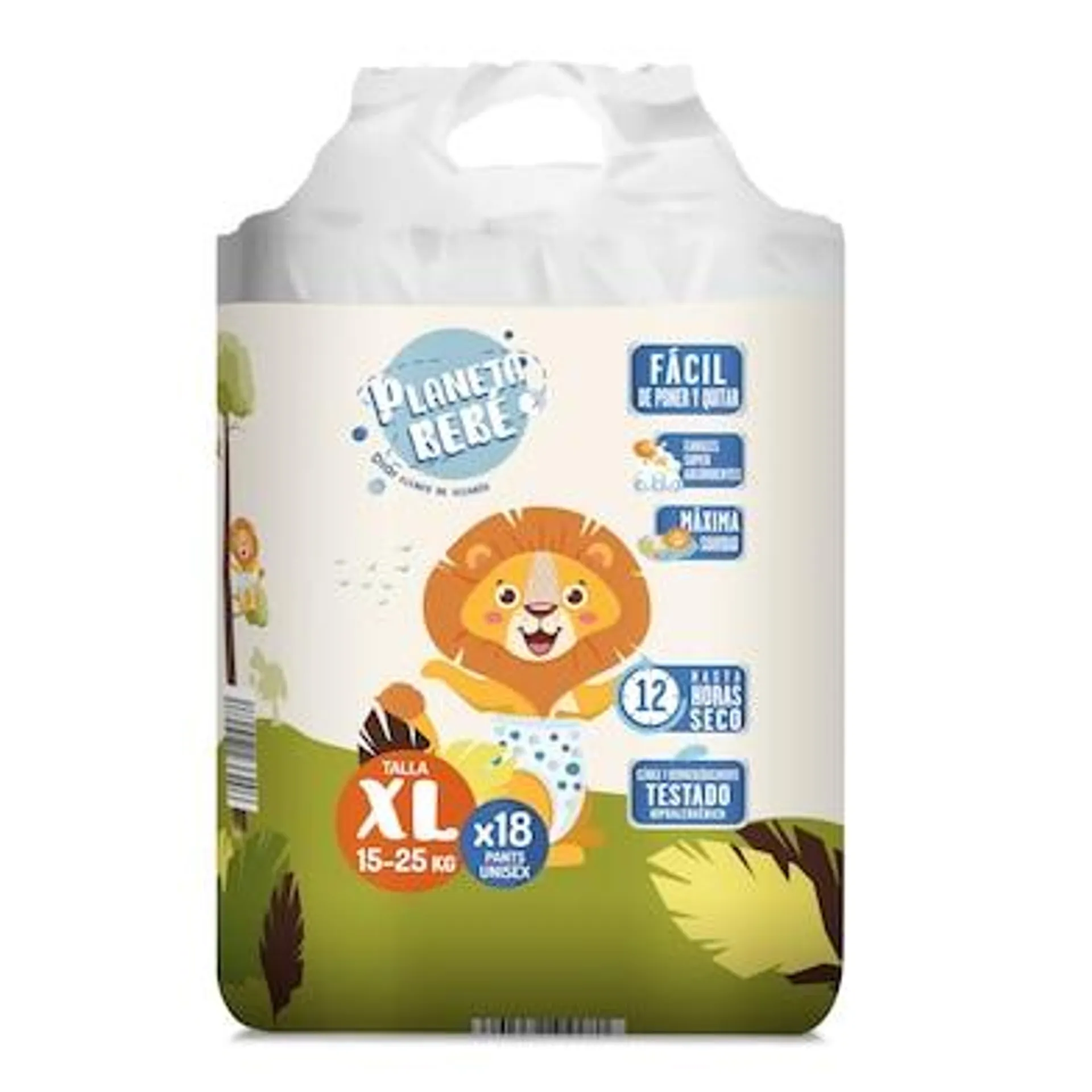 Pañales 15-25 kg talla XL Planeta Bebé de Dia bolsa 18 unidades