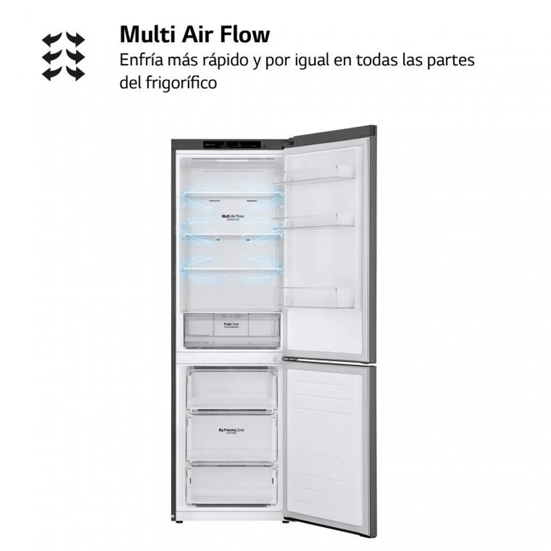 Frigorífico Combi LG, 186cm, Inox Antihuellas, E