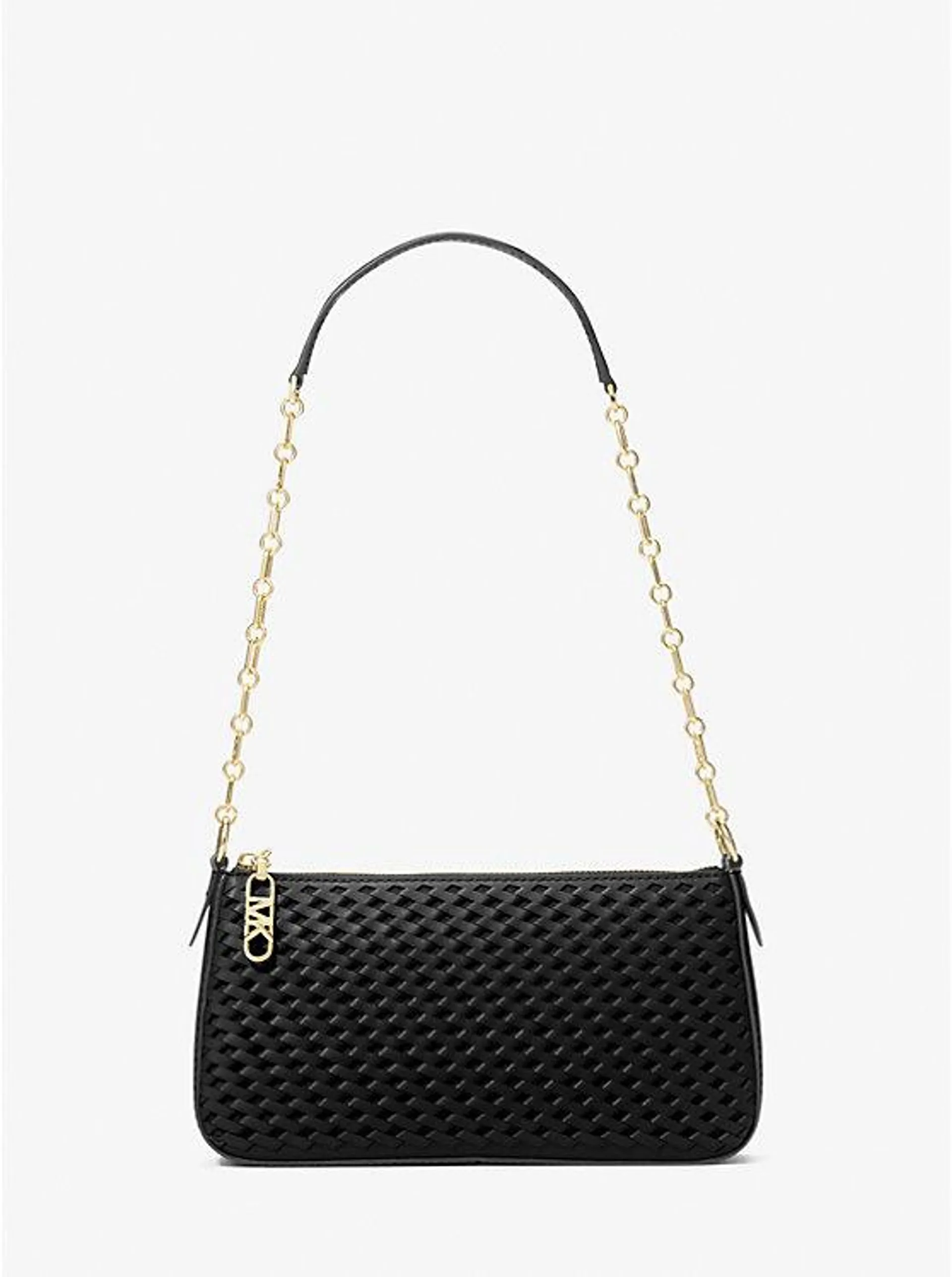 Empire Medium Woven Leather Chain-Link Pochette