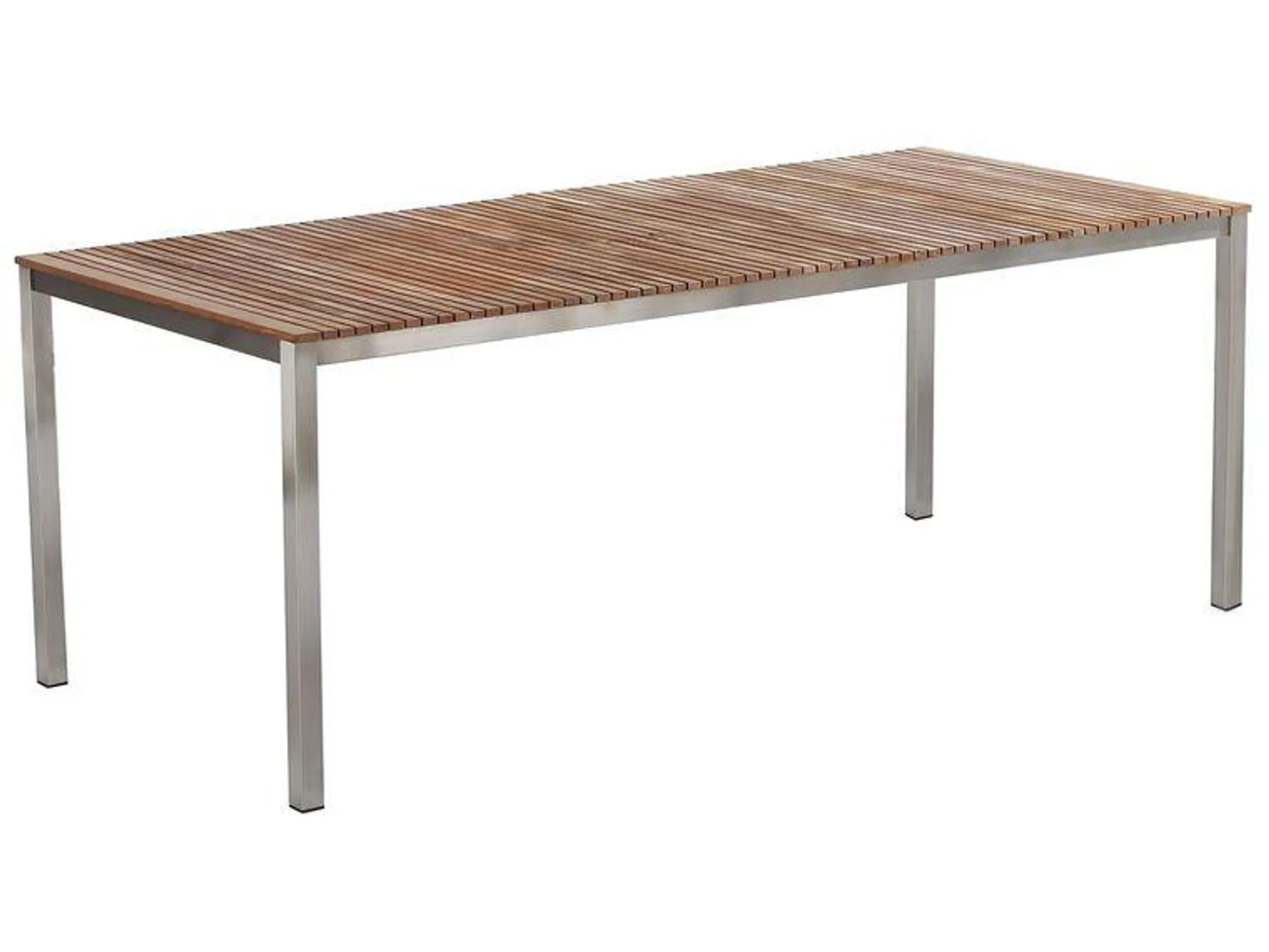 Mesa de jardín de metal/madera de teca clara/plateado 200 x 90 cm VIAREGGIO