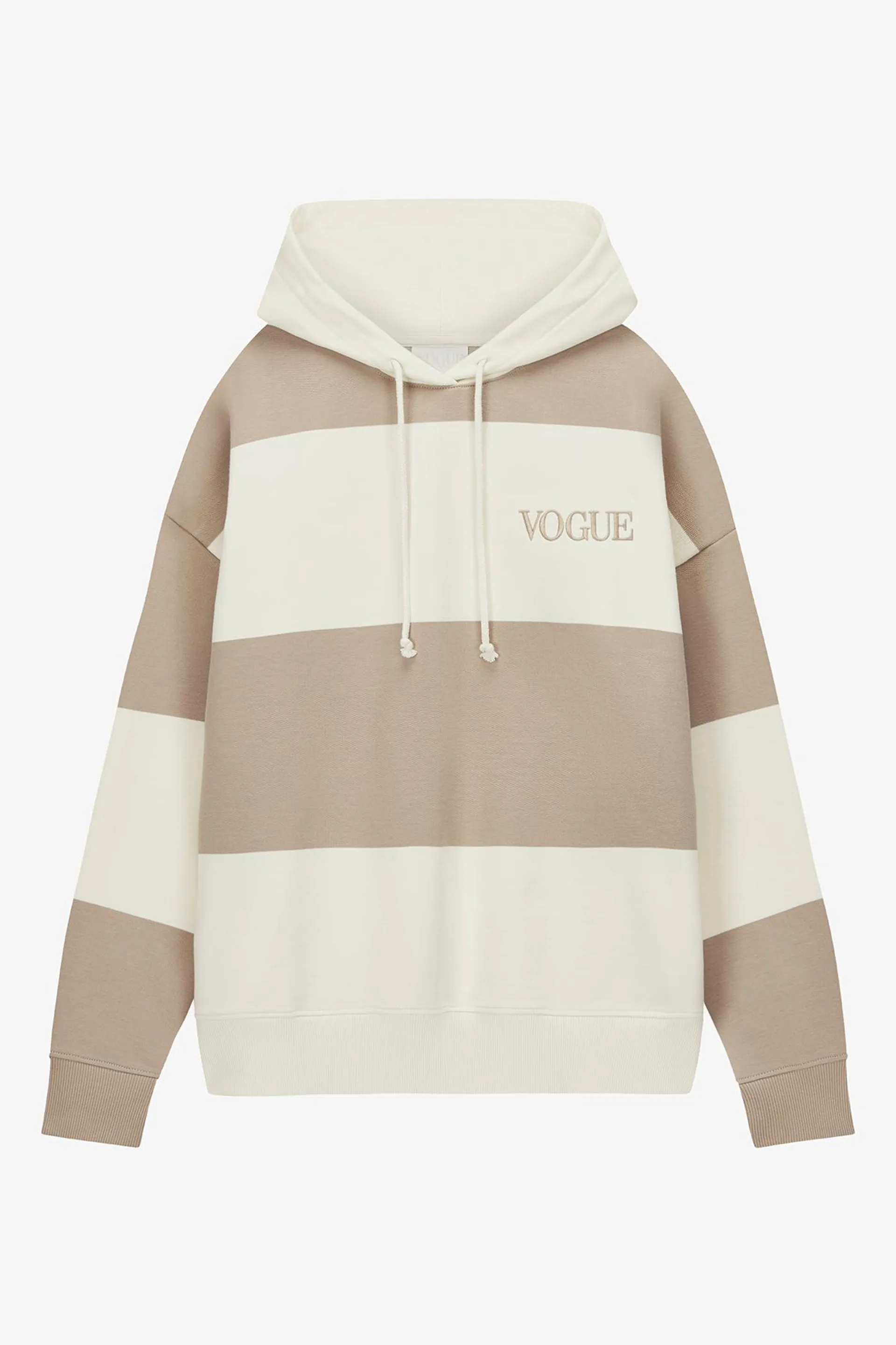 Hoodie VOGUE oversize rayas anchas beige y crema