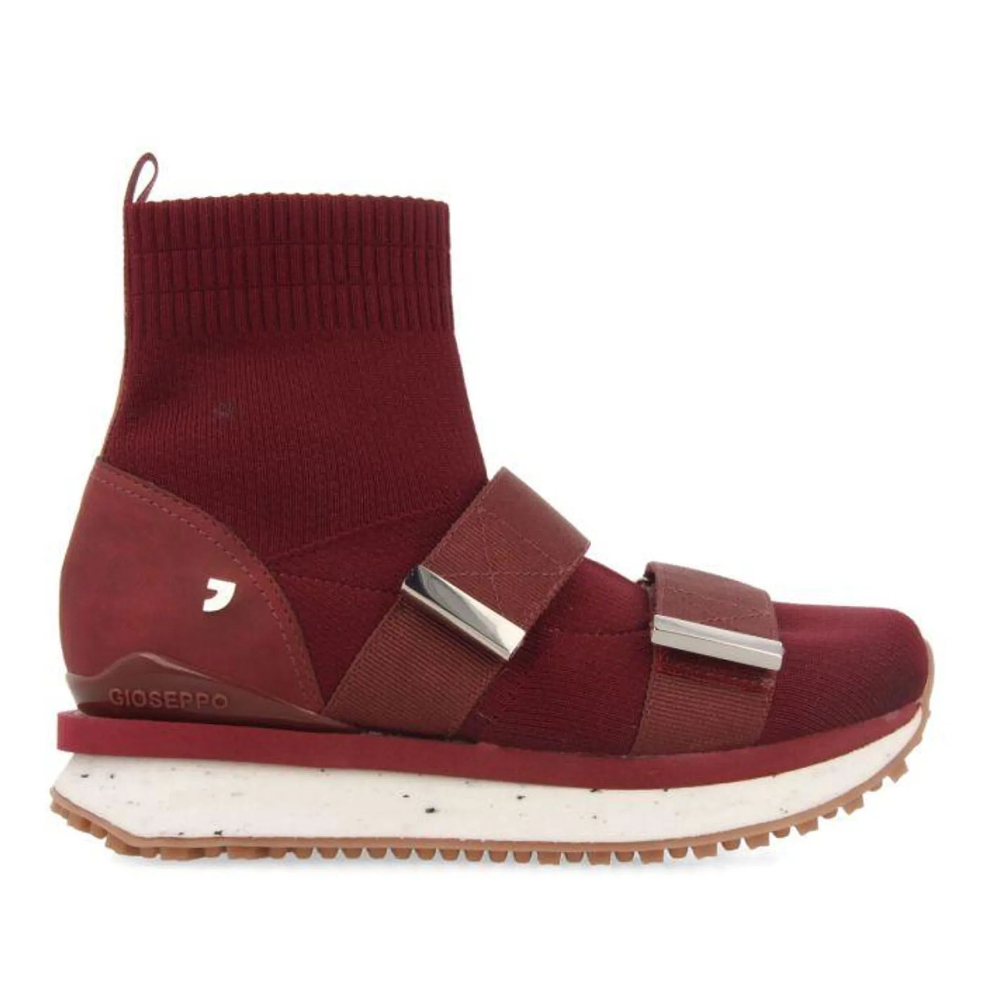 Elva women's burgundy sock-style sneakers with adjustable straps