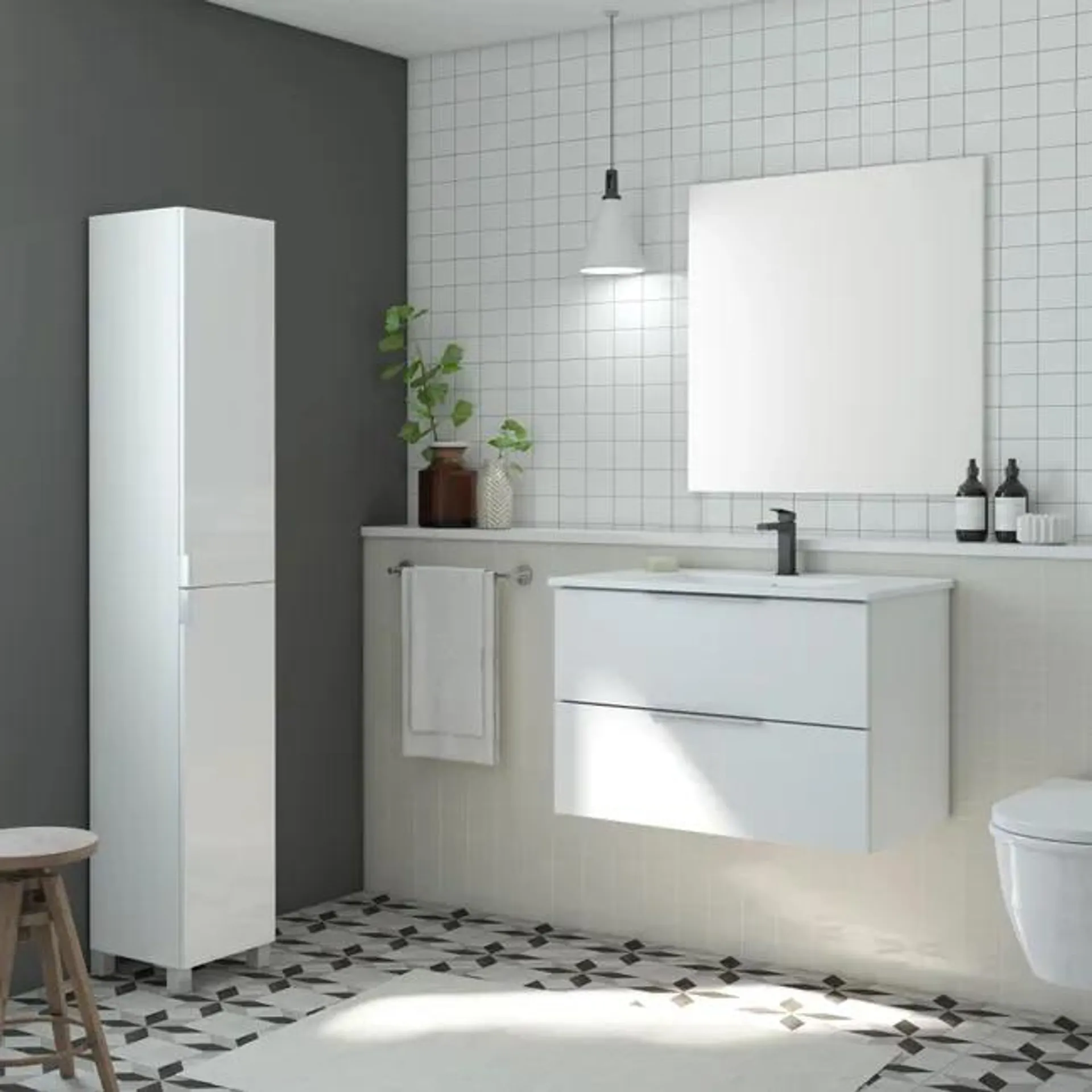 Mueble de baño con lavabo Essential blanco 80x45 cm Ver detalles del producto