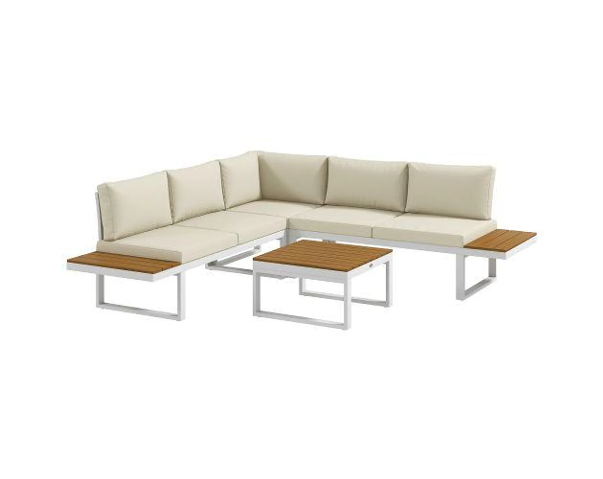 Muebles de jardín 134x61x65 cm acero, poliéster color beige Outsunny