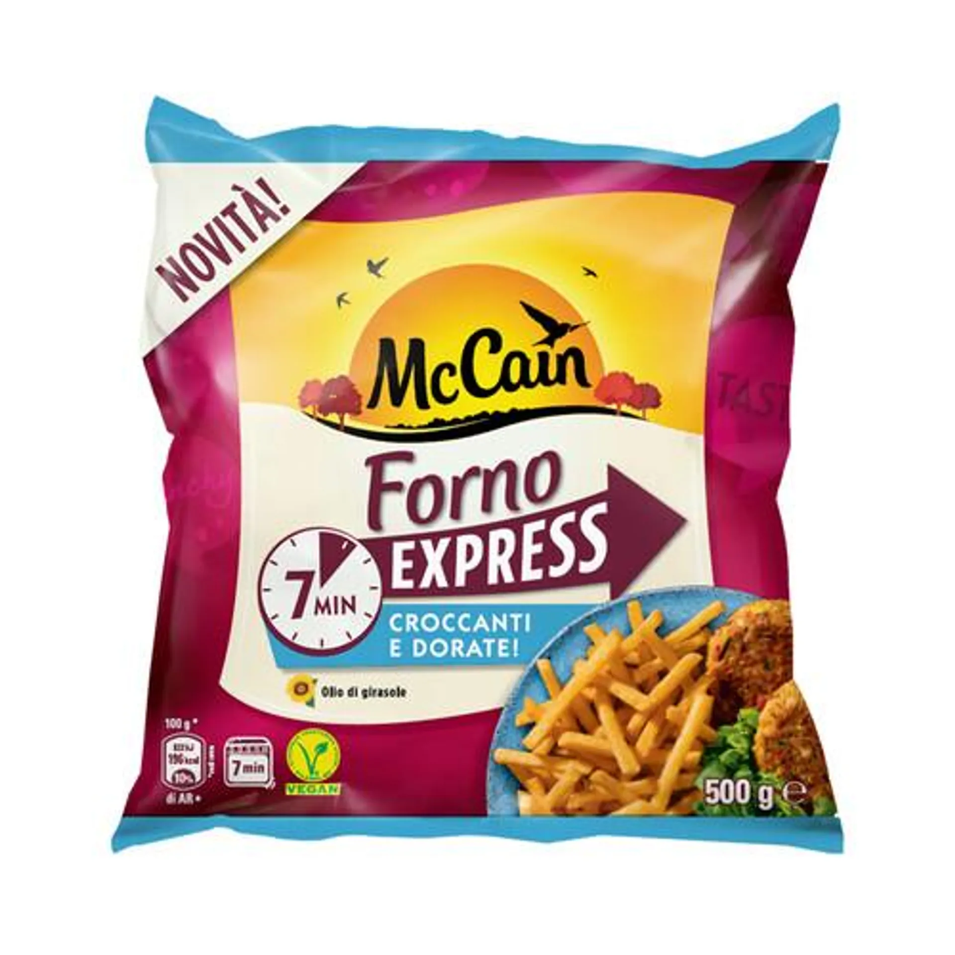 McCAIN Patatas prefritas y ultracongeladas, especiales para hacer sin aceite en el horno McCAIN Forno express 500 g.