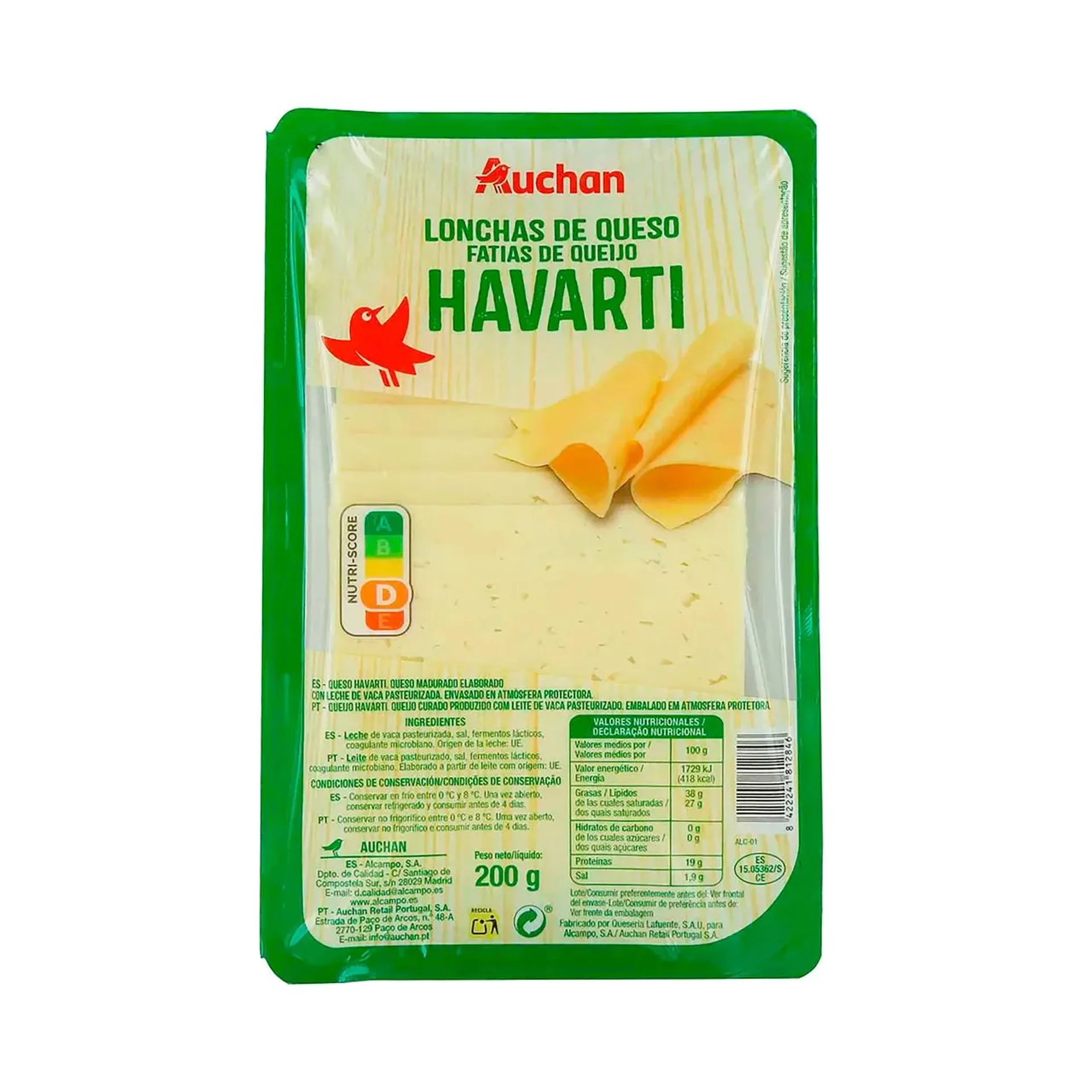 AUCHAN Queso Havarti en lonchas 200 g. Producto Alcampo