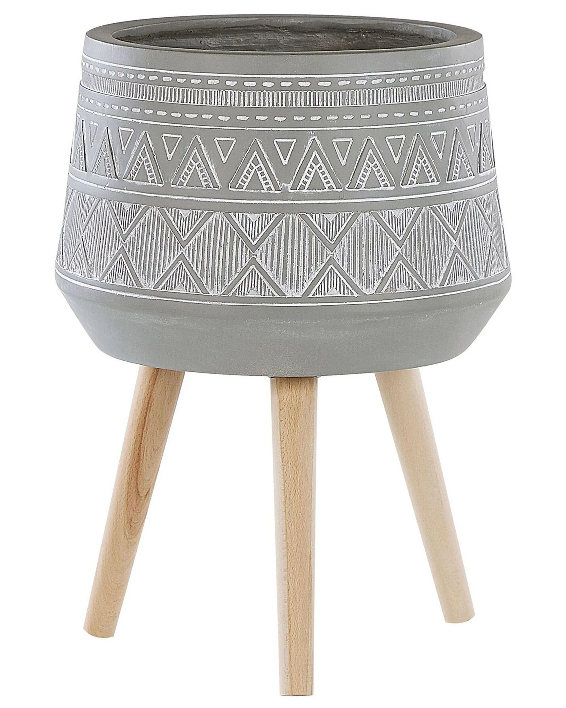 Maceta con patas MALAKI Cerámica 44 cm Gris claro