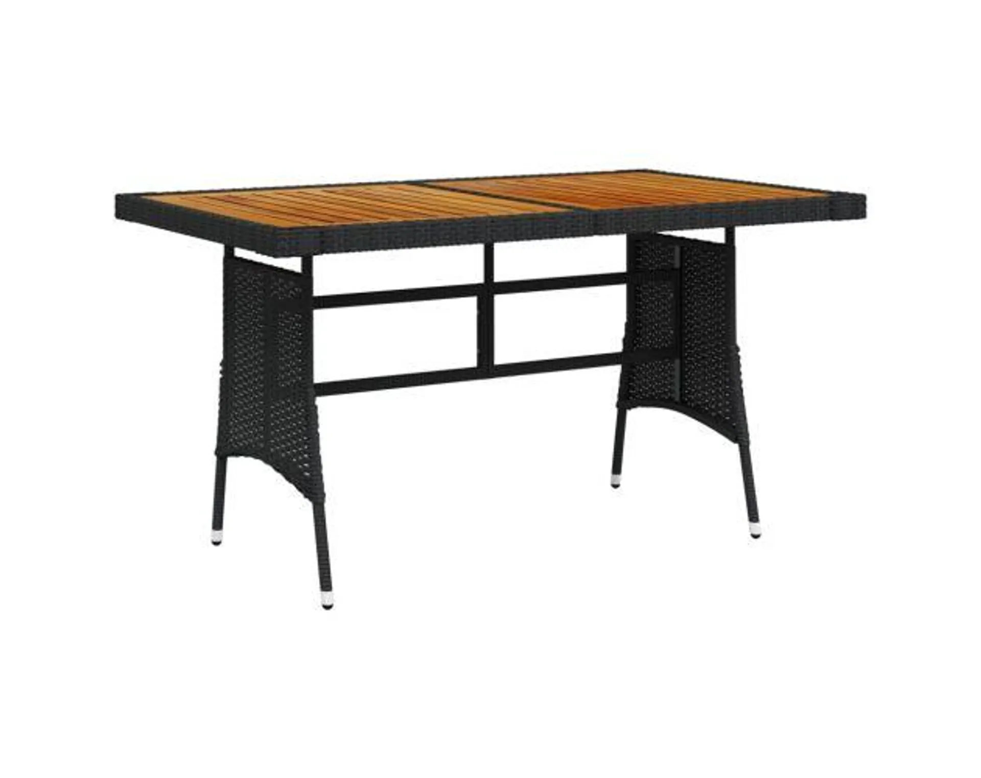 vidaXL mesa de jardín ratán pe y acacia maciza negro 130x70x72 cm