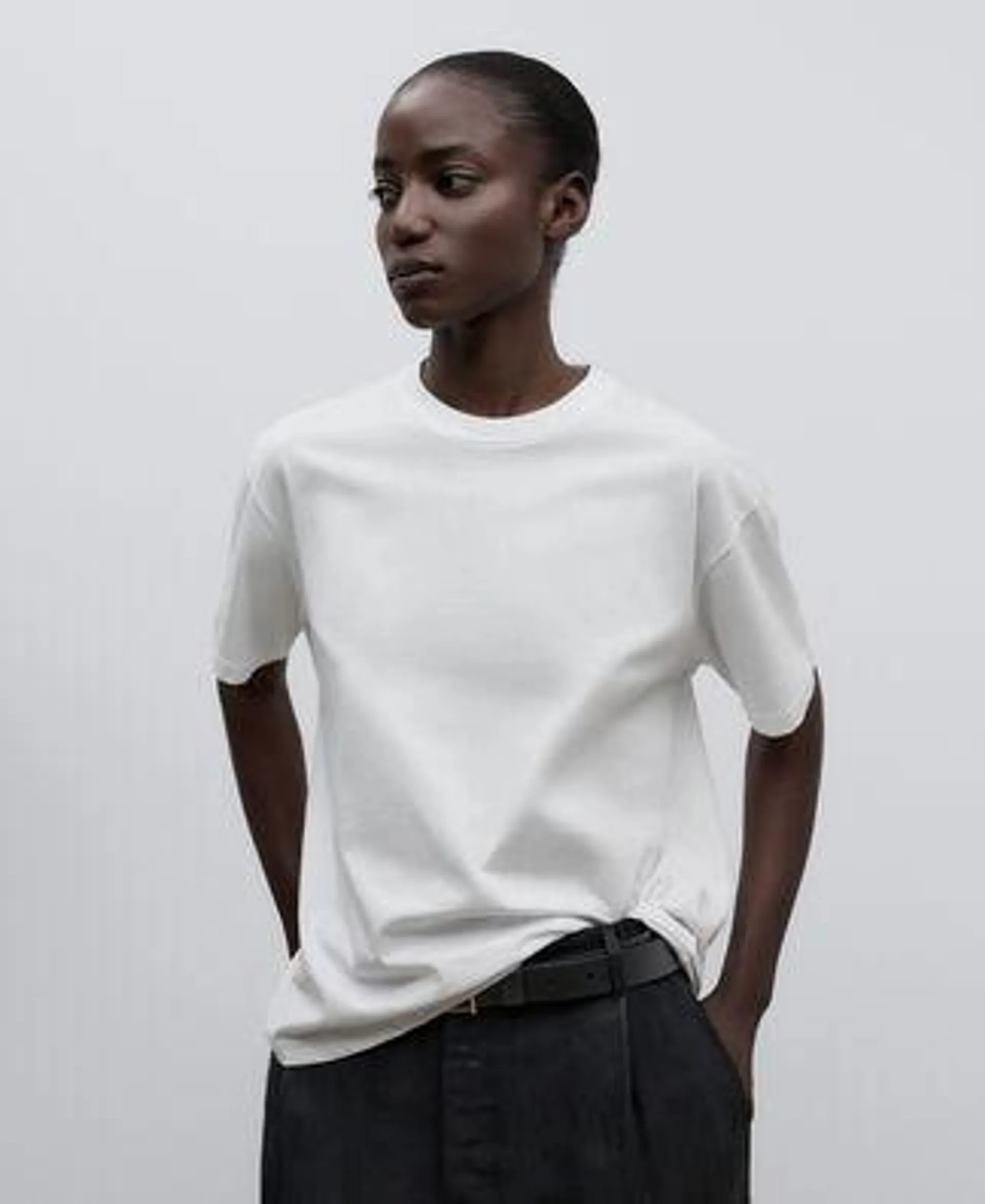 Cotton crew collar T-shirt woman