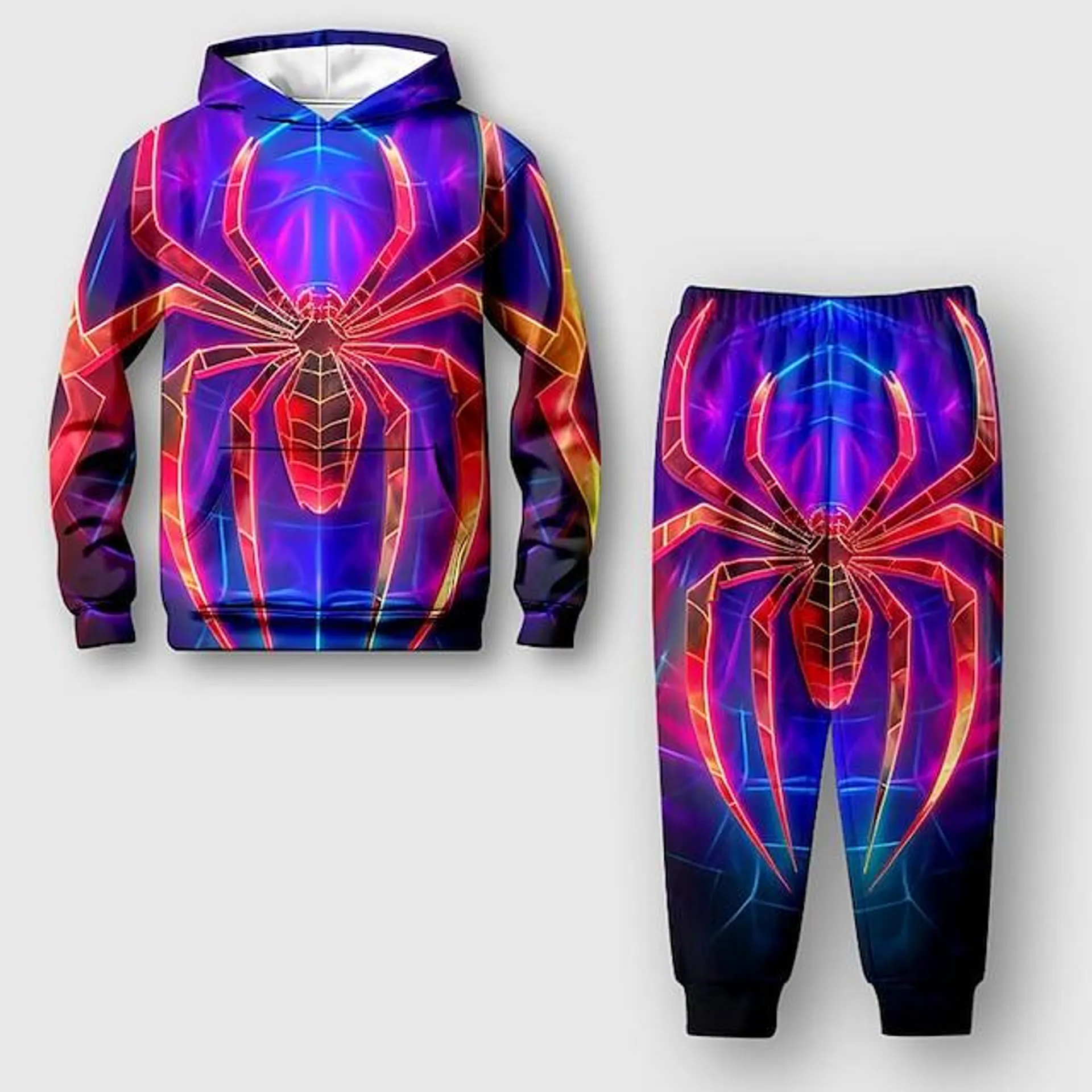 Chico 3D SPIDER Sudadera con capucha y Pantalones Conjunto Manga Larga Impresión 3d Otoño Invierno Activo Moda Fresco Poliéster Niños 3-12 años Exterior Calle Vacaciones Ajuste regular