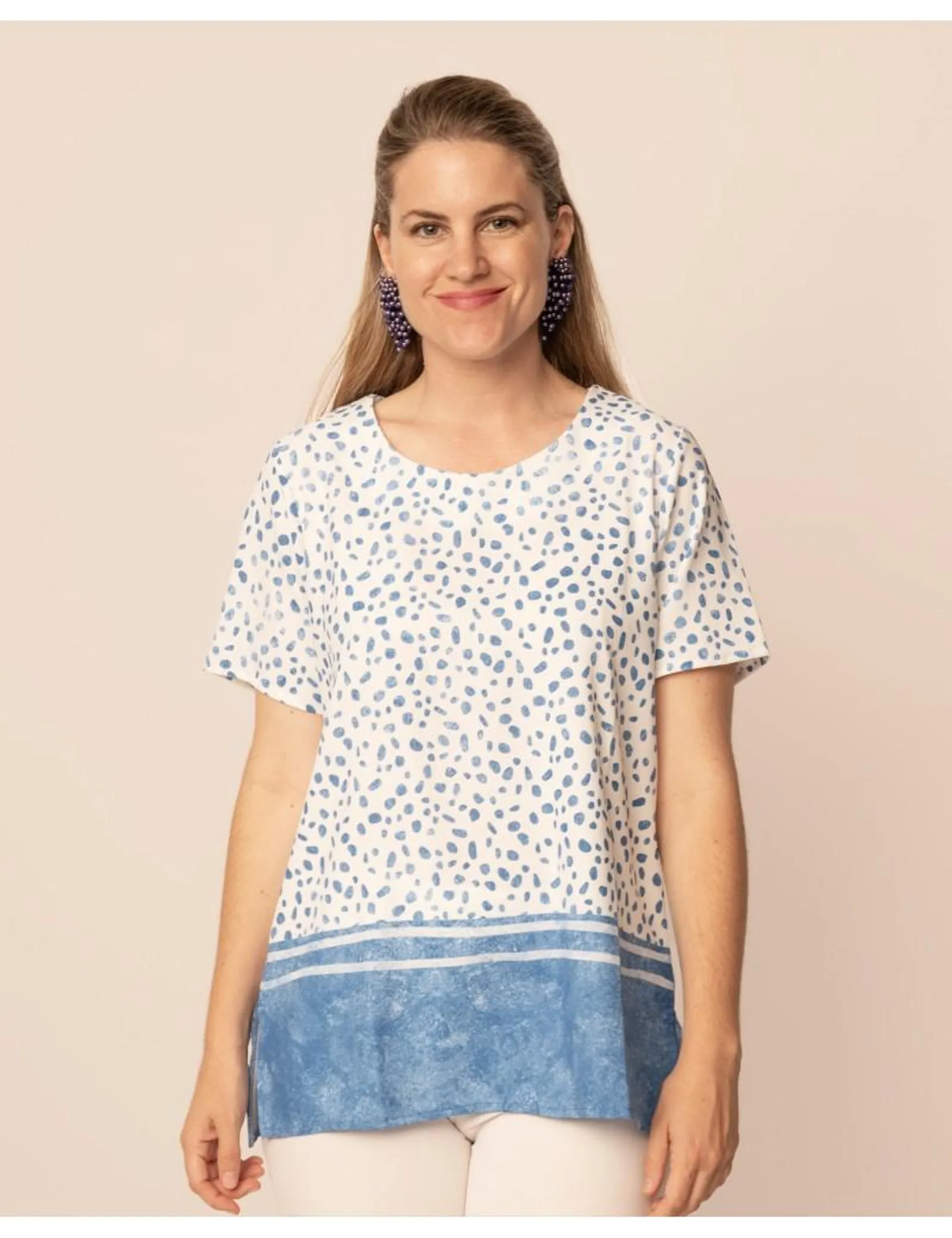 Blusa Topos Azul Denim