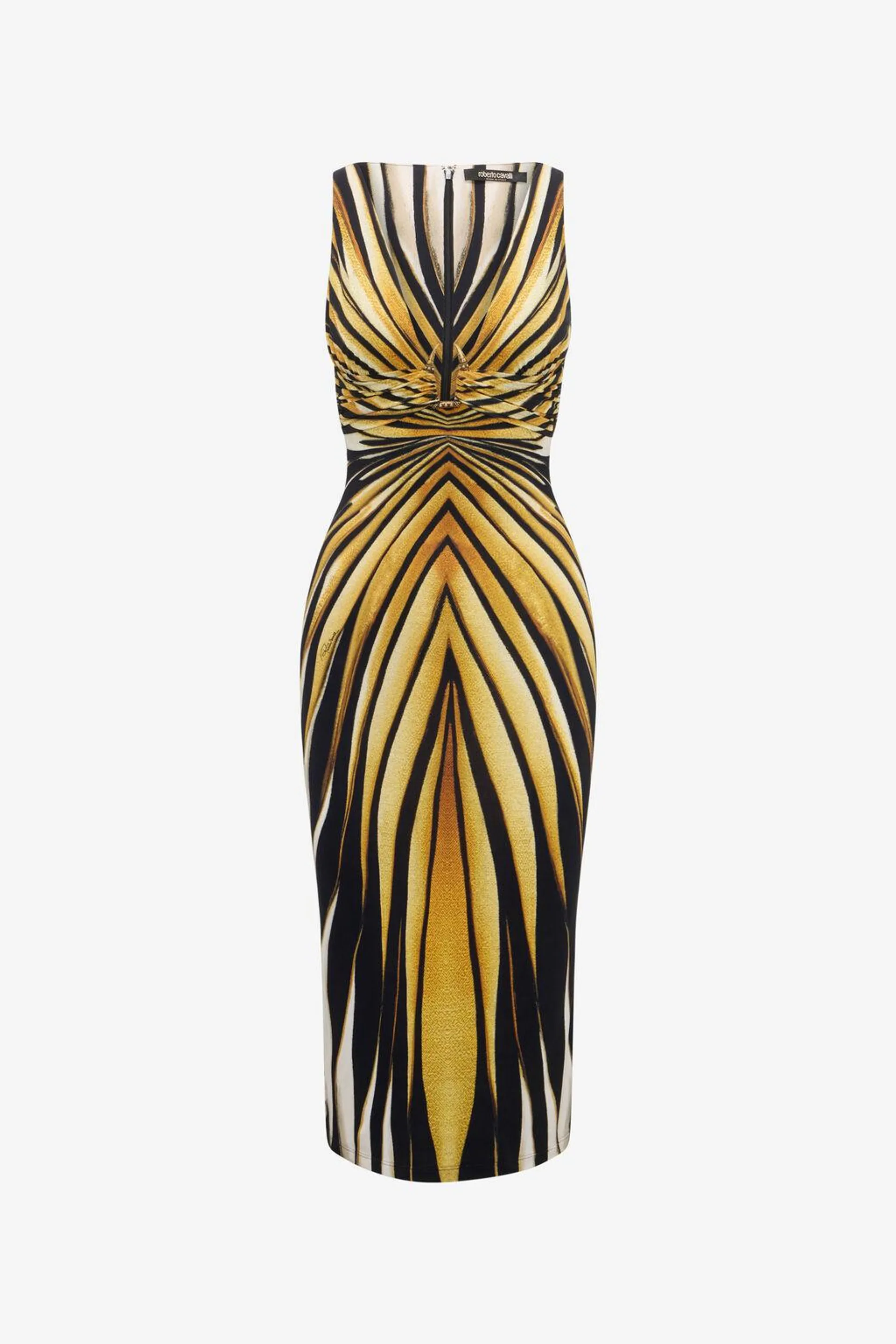 Ray Of Gold Print Fitted Dress