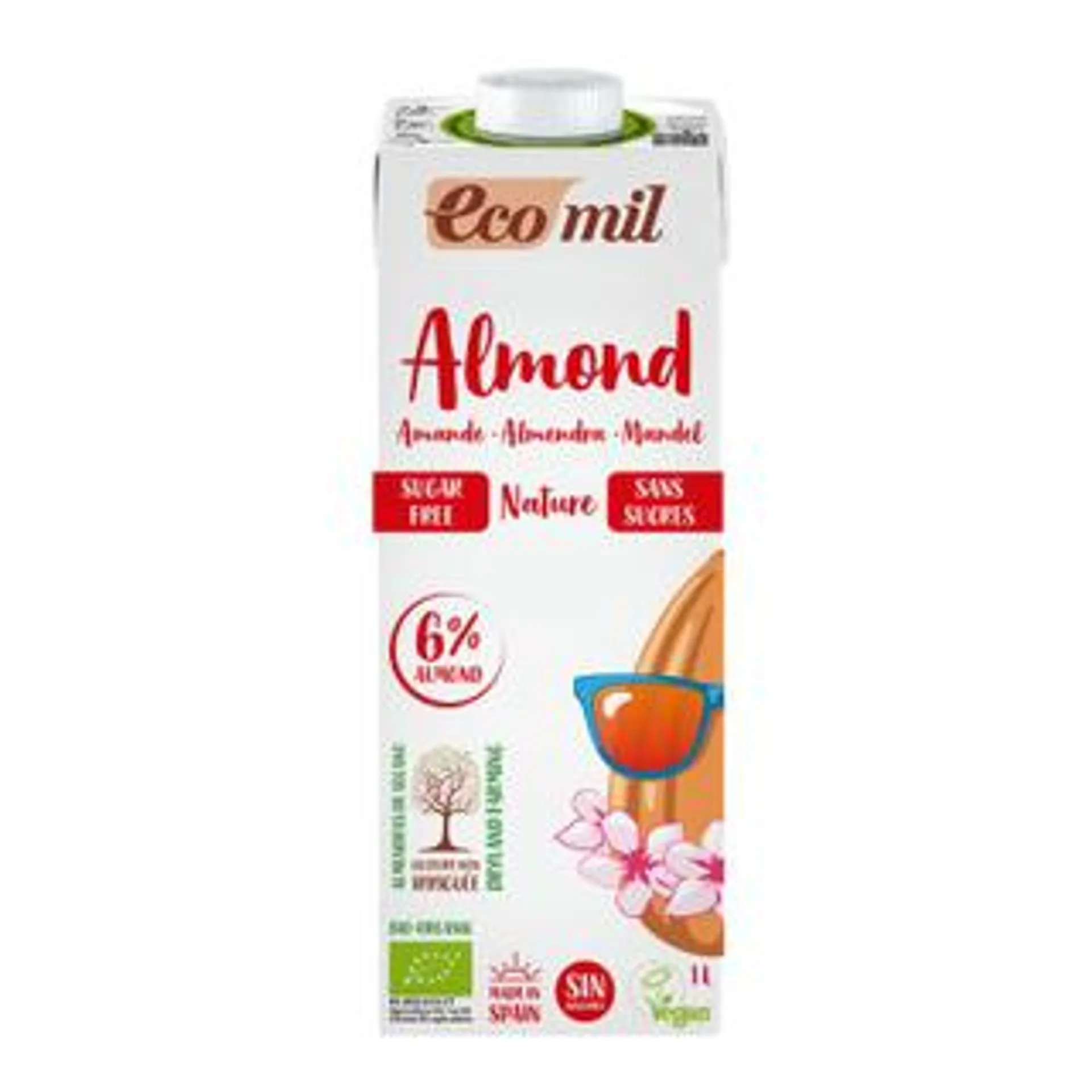 Bebida Vegetal de Almendra Natural sin azúcar BIO Ecomil 1 L