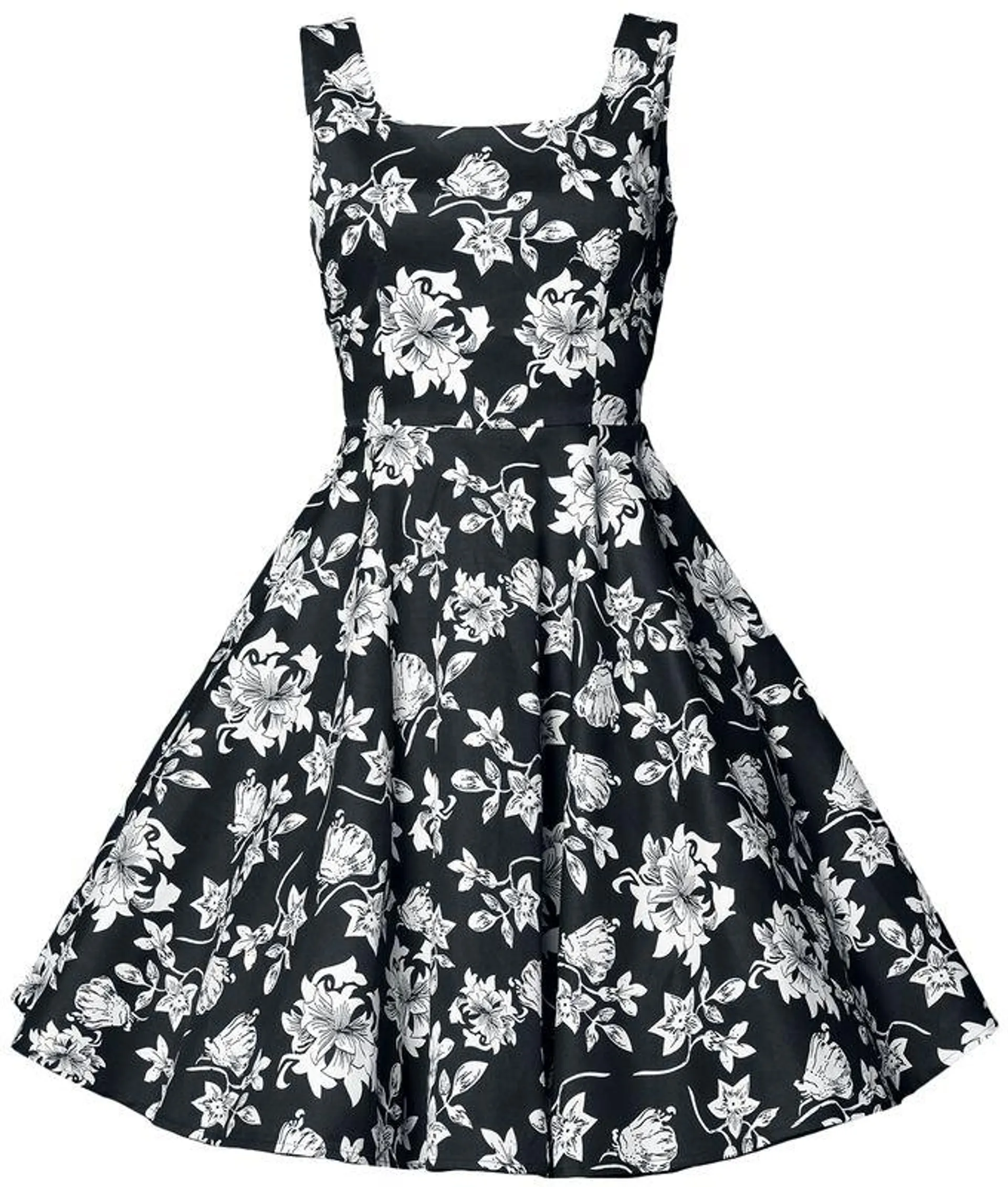 "Swing Floral Dress" Vestidos de longitud media Negro de Belsira