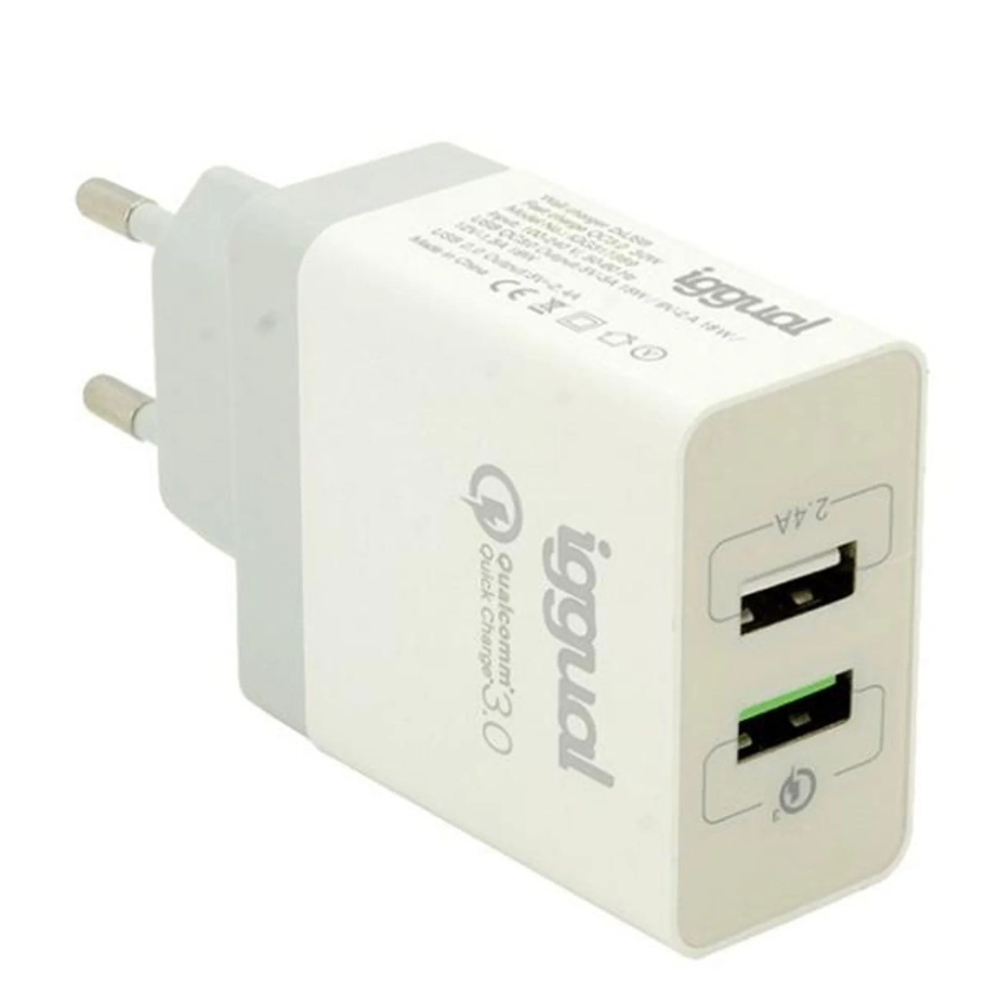 IGGUAL CARGADOR 2XUSB CARGA RAPIDA QC3.0 30W