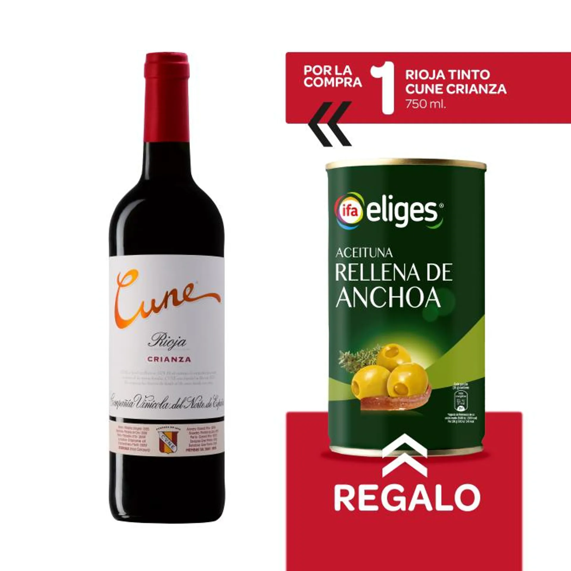 rioja cune crianza + lata aceitunas anchoas