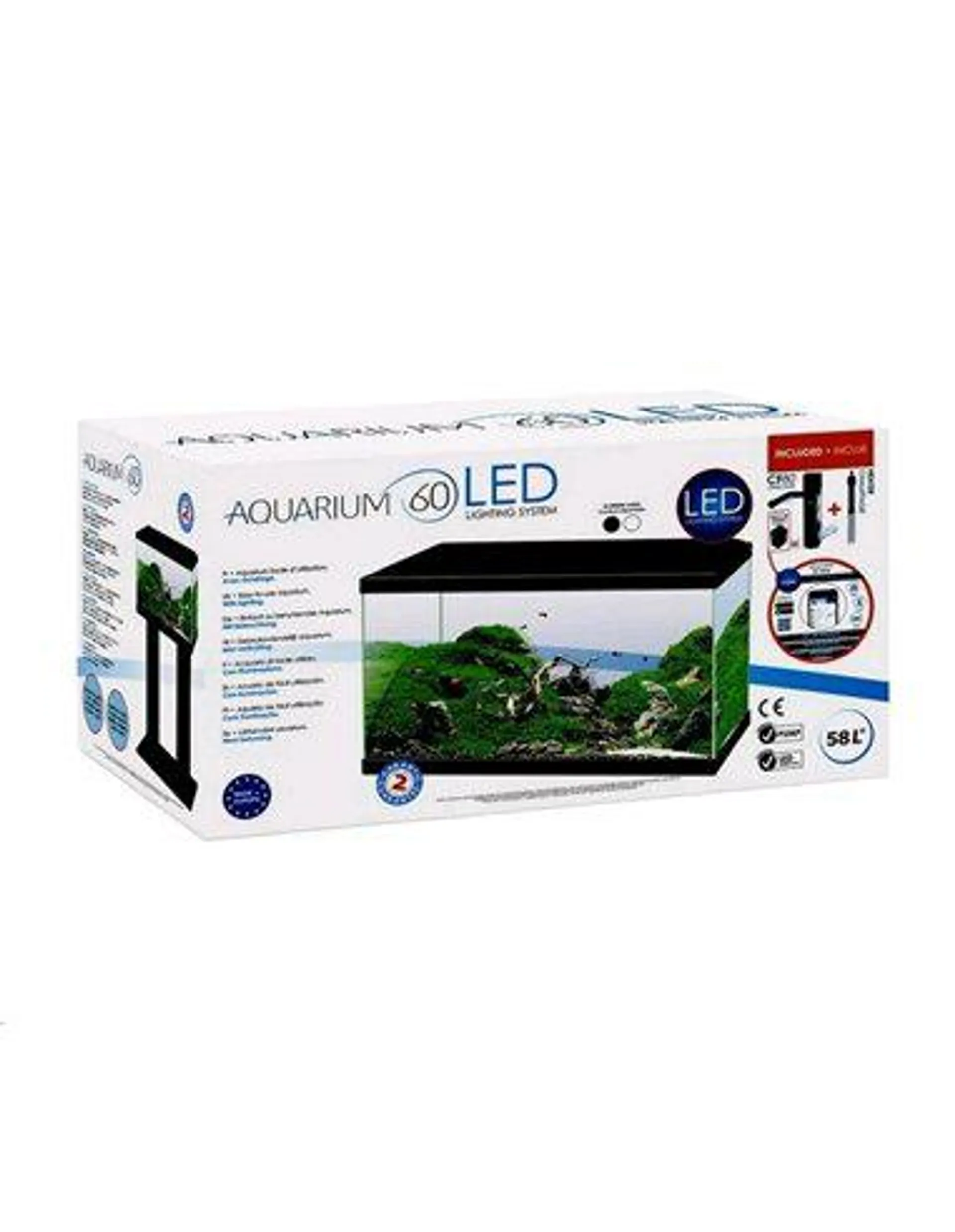 ACUARIO AQUARIUM 60 LED filtro interior 60X30X33,5CM 58L.