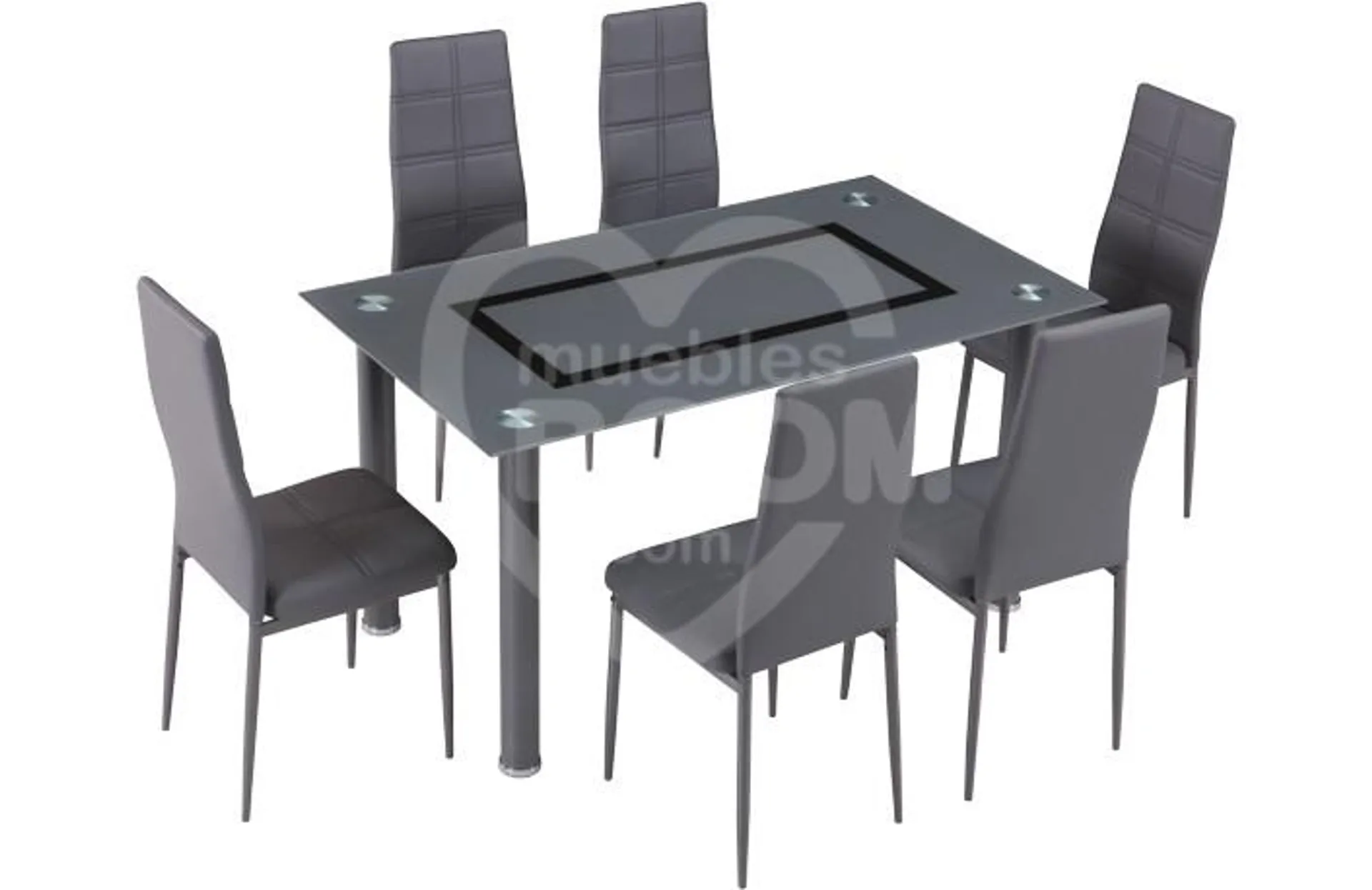 Conjunto mesa y 6 sillas tapizadas PU 012.070