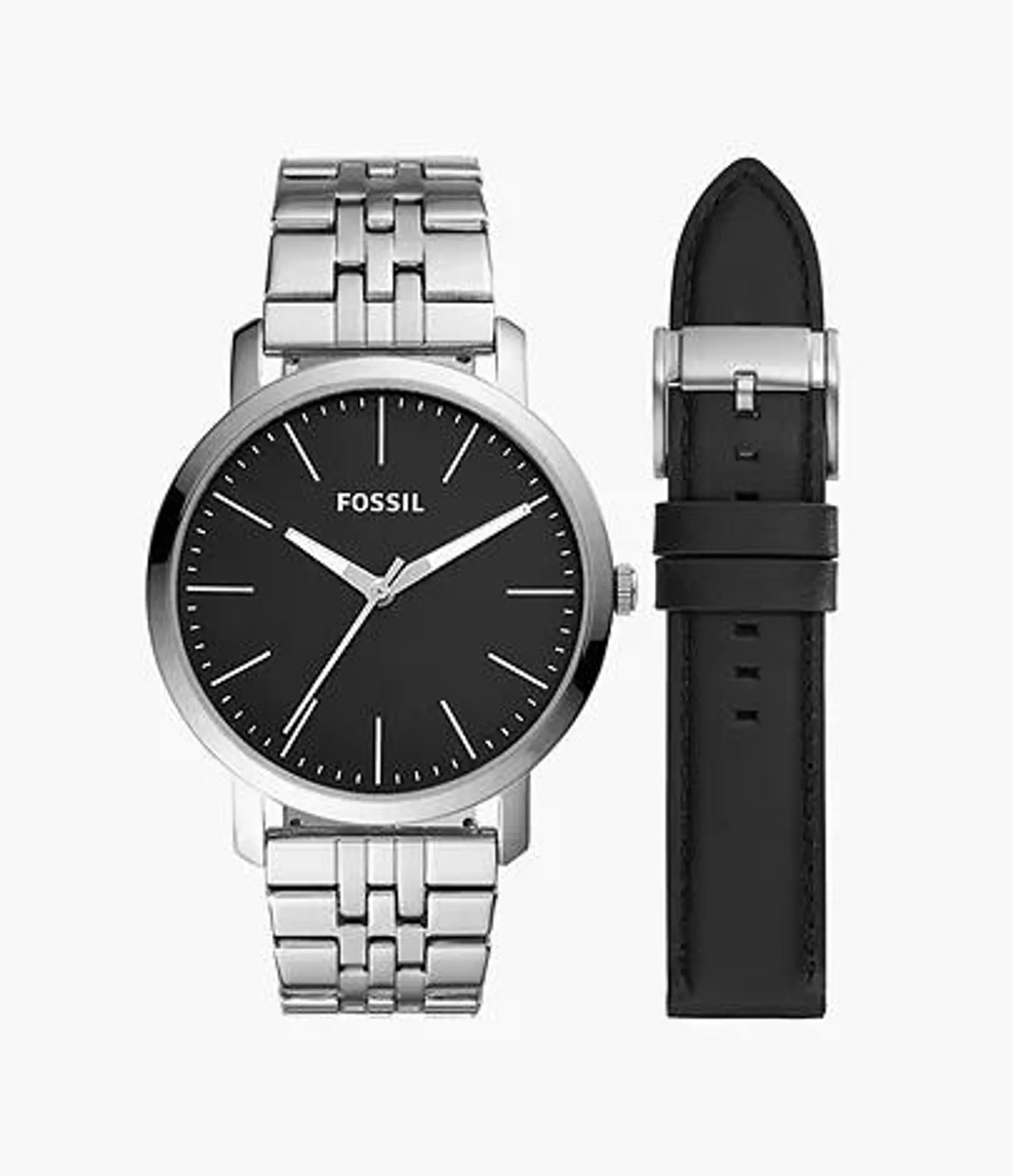 Conjunto de regalo de reloj Luther de tres agujas con correa intercambiable