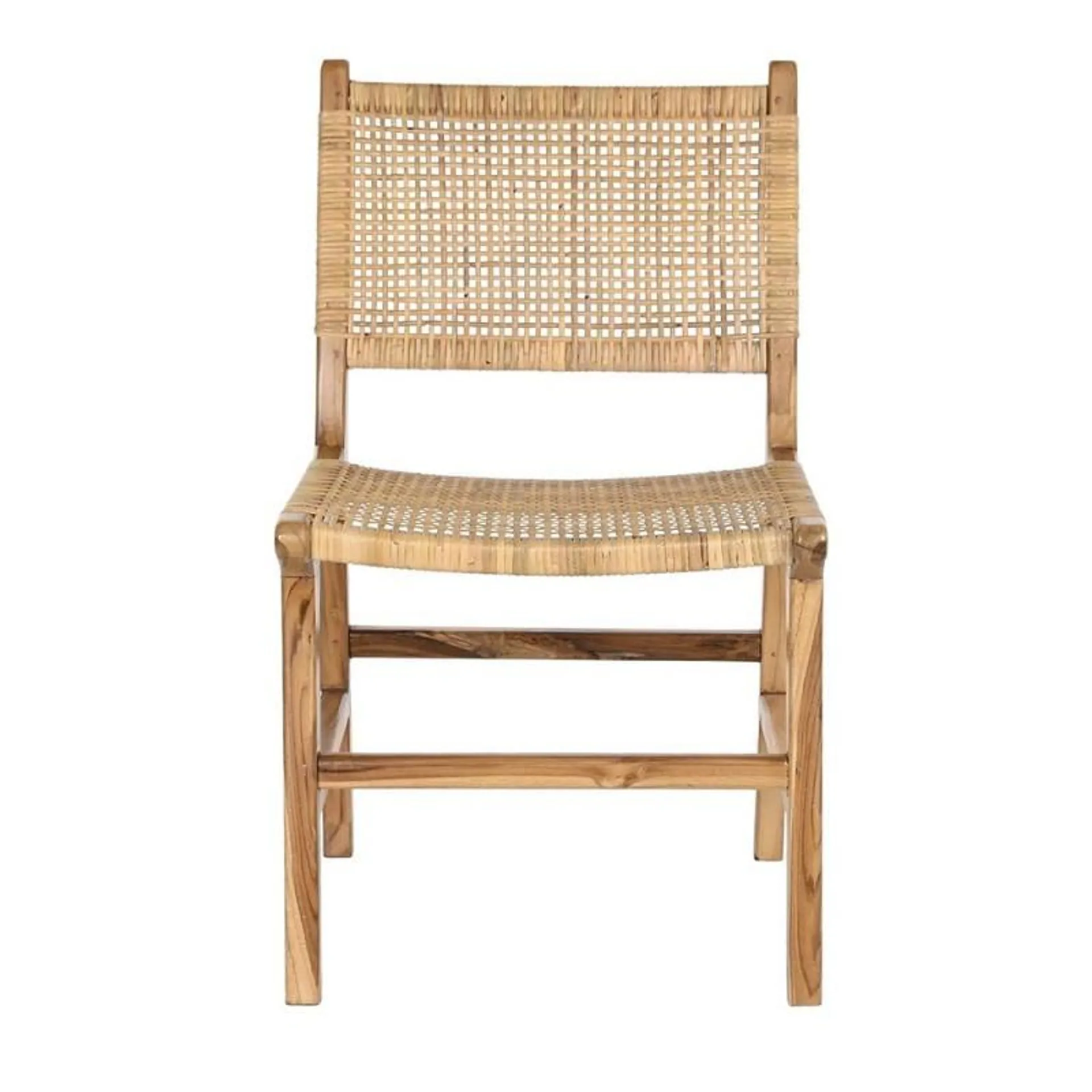 Nica teak and rattan dining chair, light brown