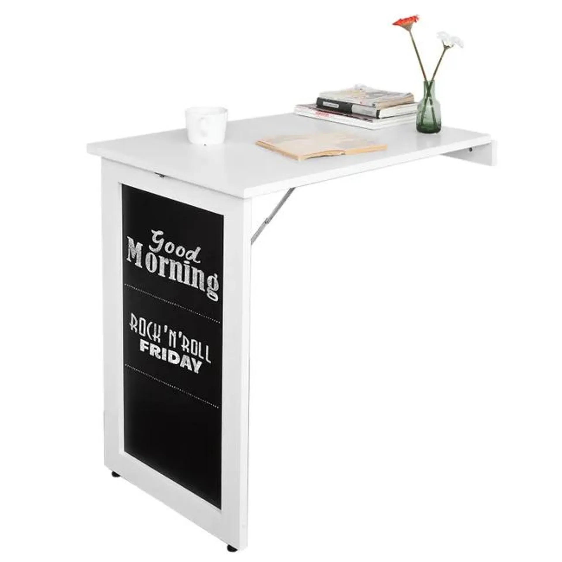 Mesa Plegable de Pared, Escritorio para Fijar en la Pared,con Pizarra Frontal,Blanco FWT20-W SoBuy ES