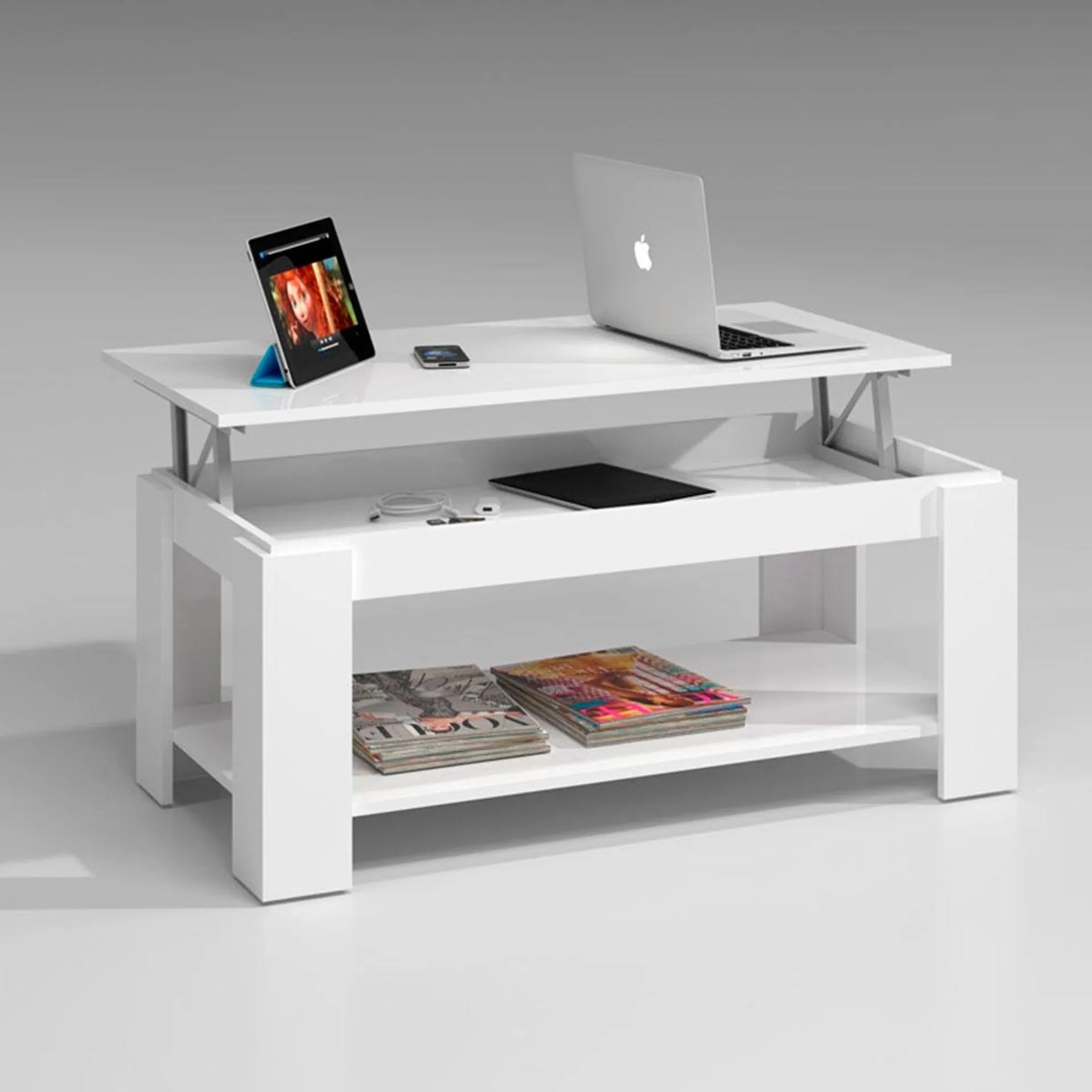 Mesa centro elevable Ambit blanco artik