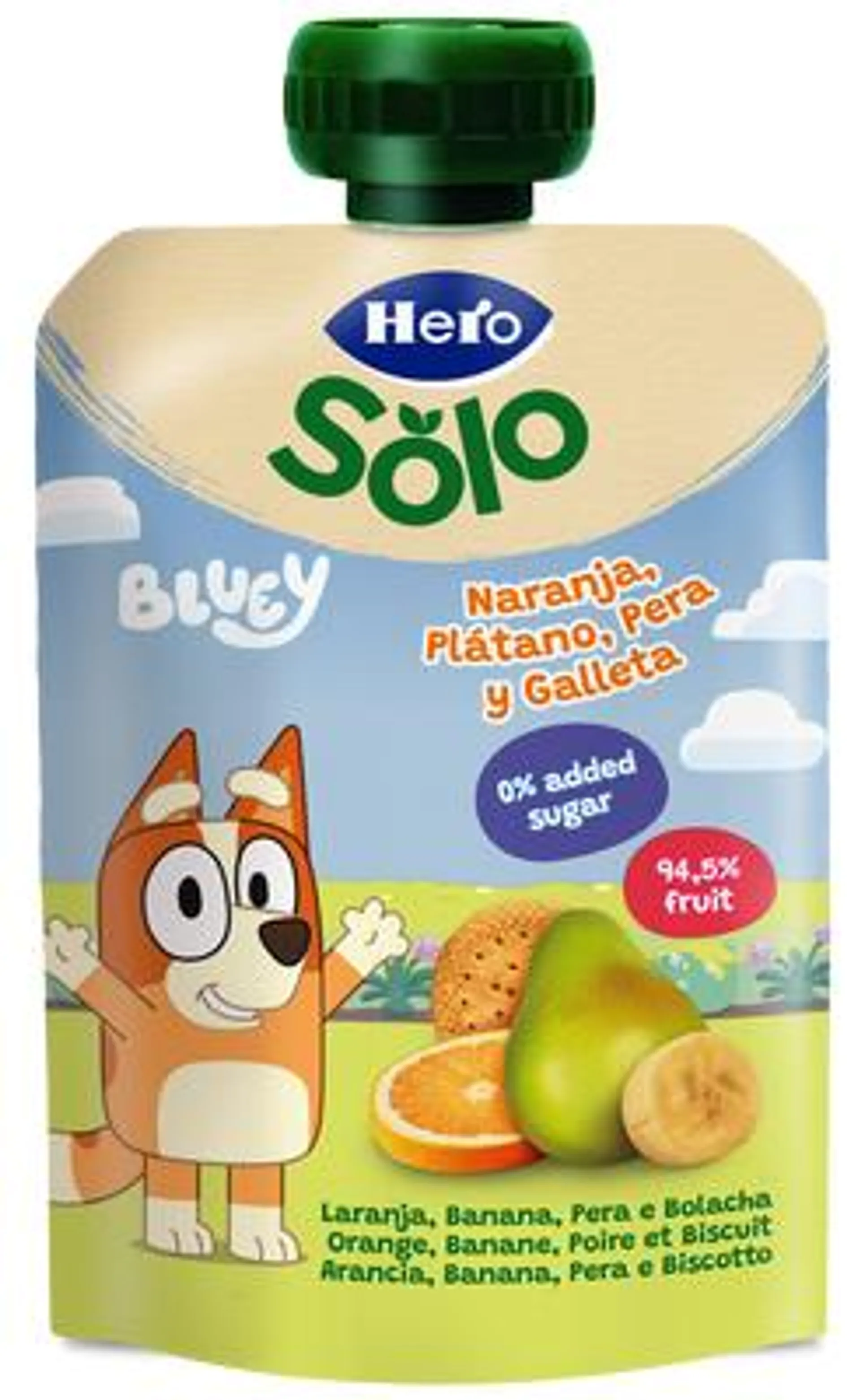 Pouch Hero Solo naranja plátano pera y galleta 100g
