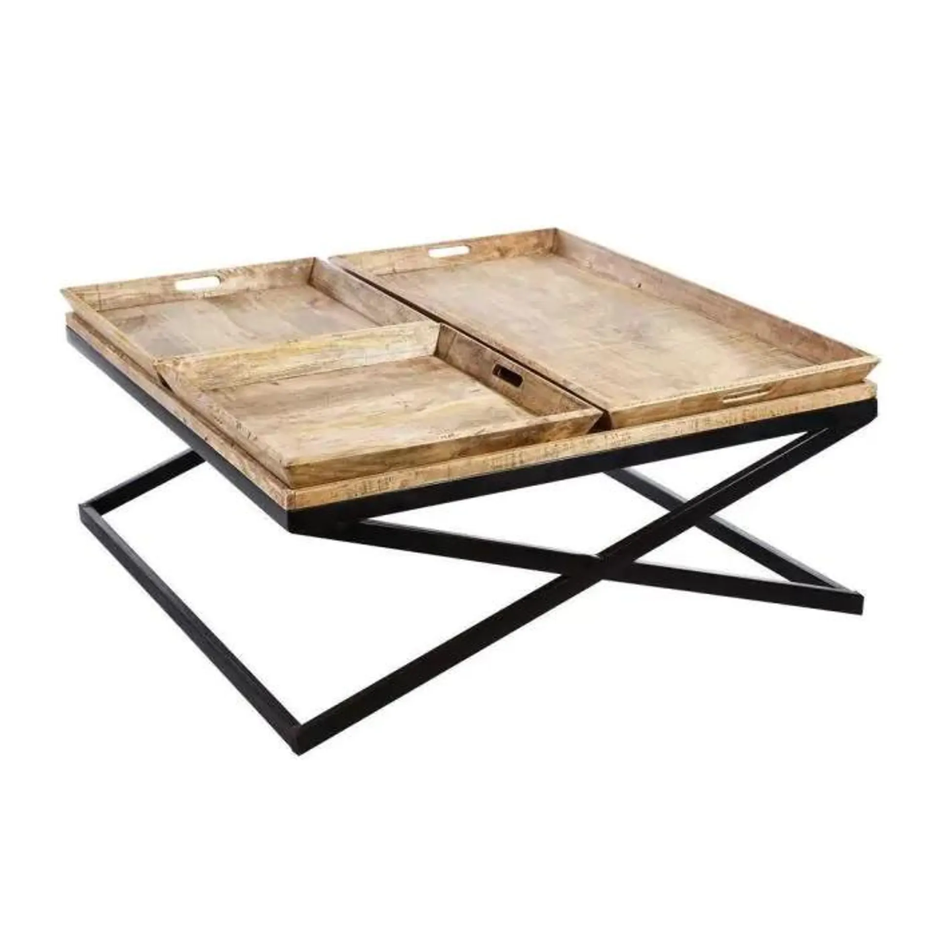 Mesa de Centro de Madera de Mango con Bandejas 94972