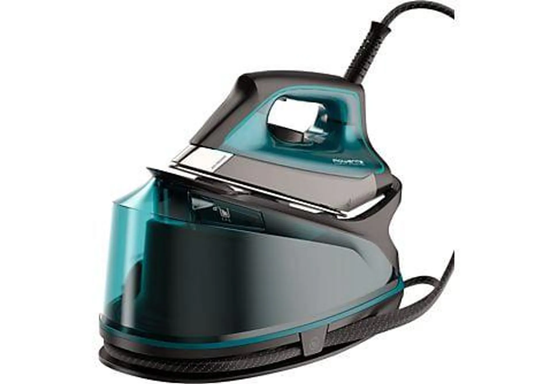 Centro de planchado - Rowenta DG7623 Compact Steam Pro, 2200 W, 6.3 bar, 325 g/min, 1.1 L, Suela Microsteam 400 HD Láser, Vapor vertical, Negro/Azul