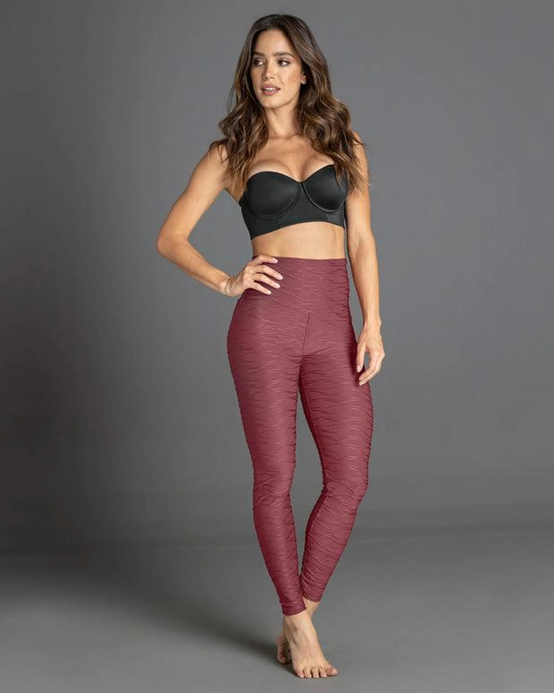 Legging control fuerte de abdomen textura acanalada