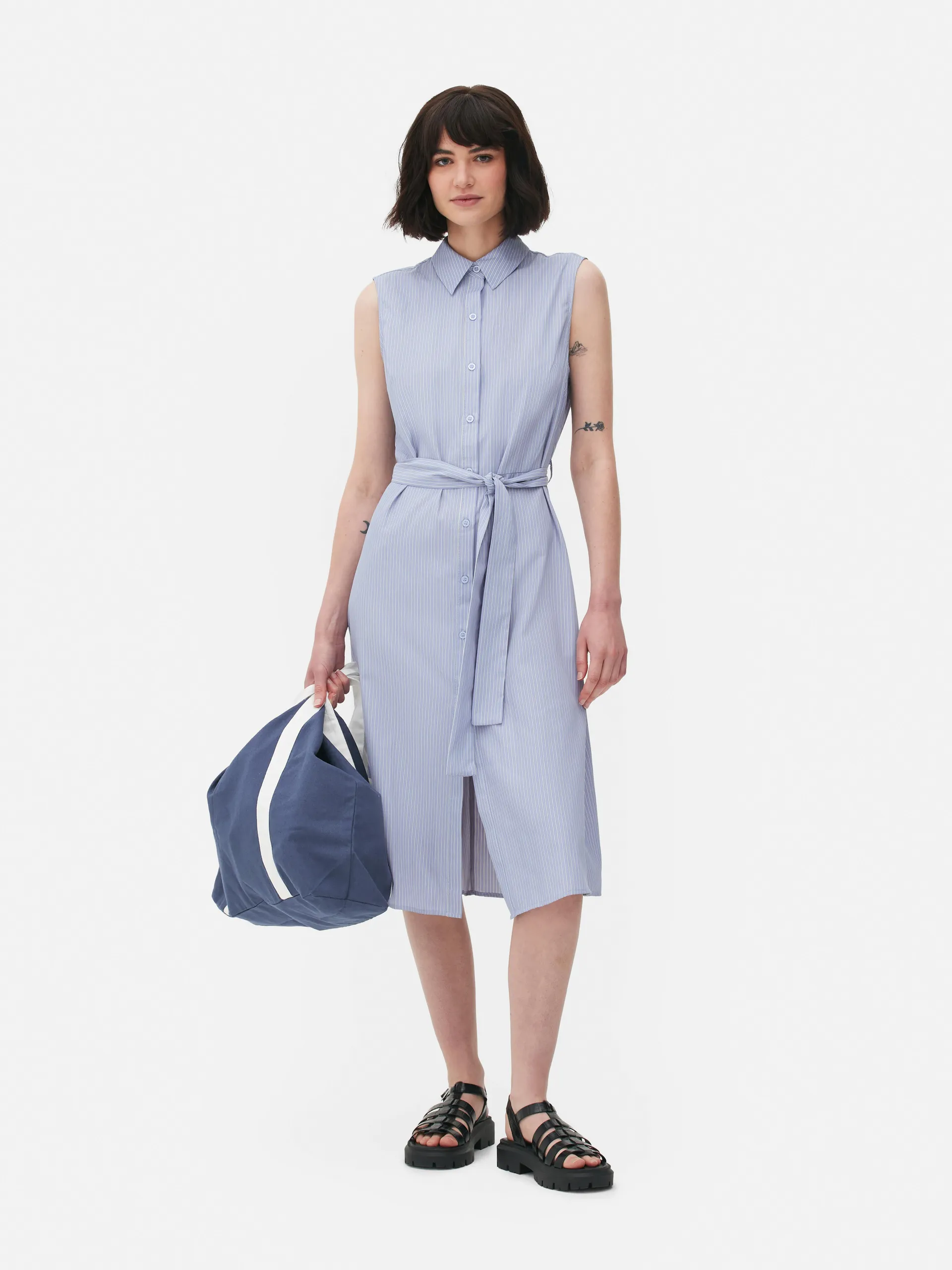 Sleeveless Midi Shirt Dress