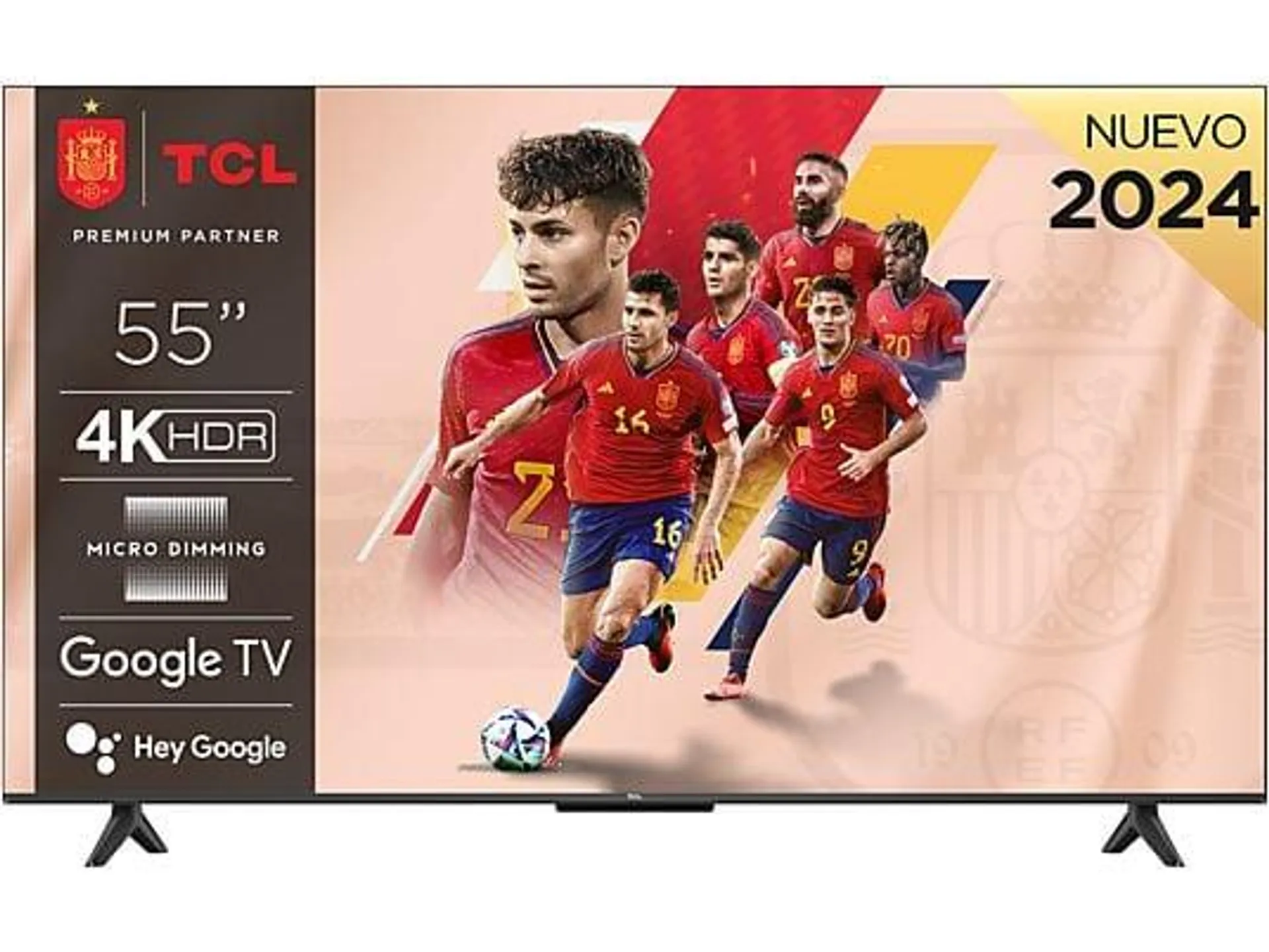 TV LED 55" - TCL 55P655, UHD 4K, Quad Core, Smart TV, Google TV, HDR, Brushed titanium metal front