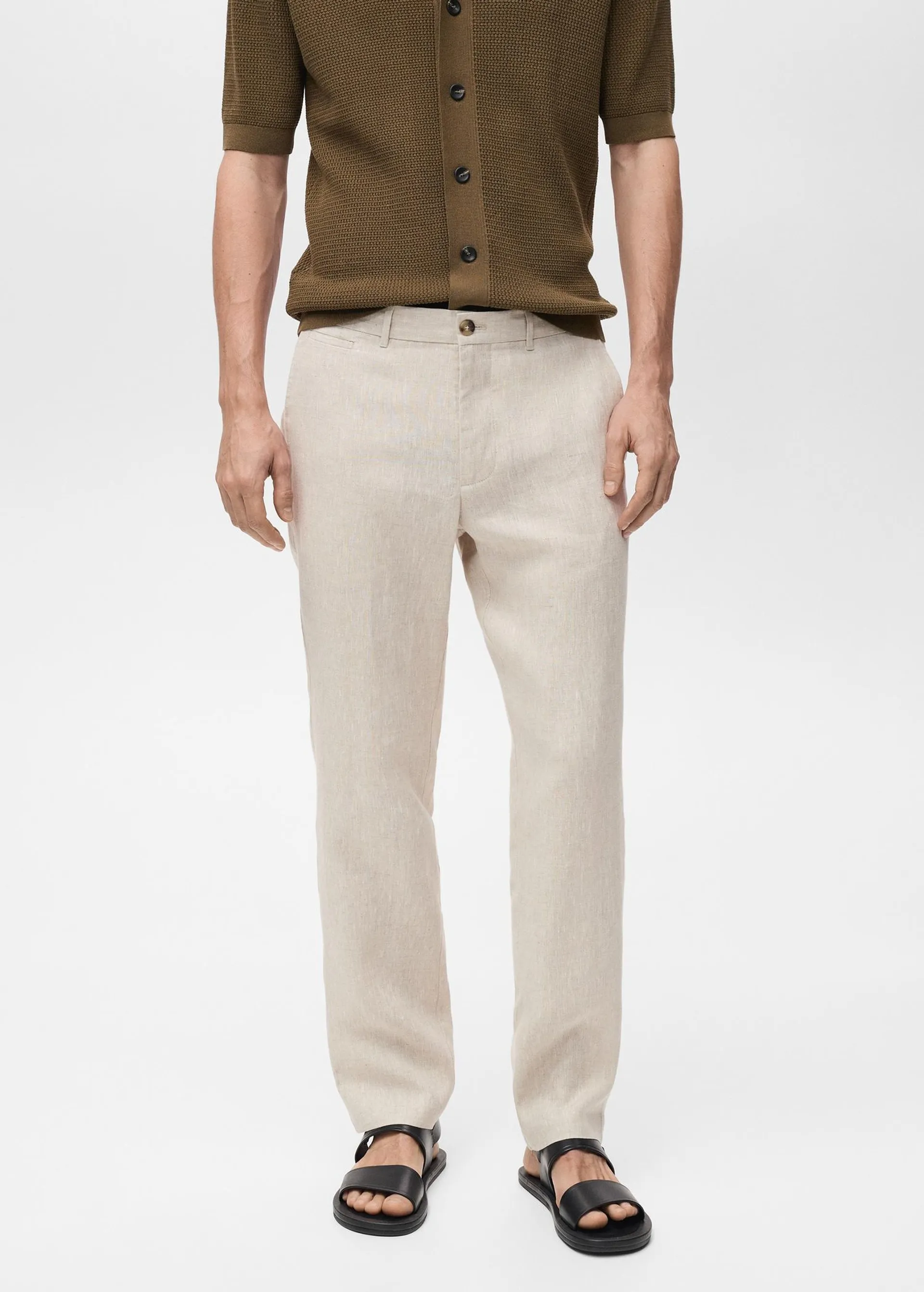 Pantalón 100% lino slim fit