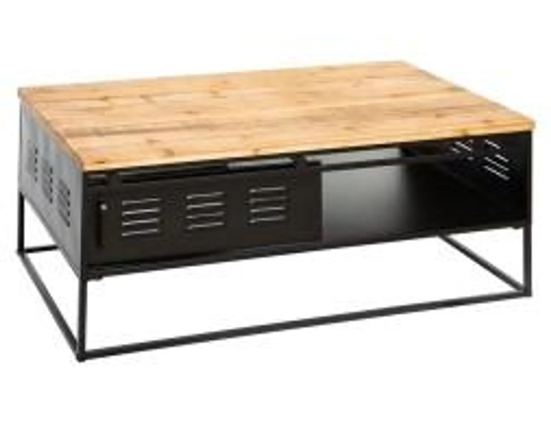 Mesa De Centro Lirio Madera Y Hierro Negro