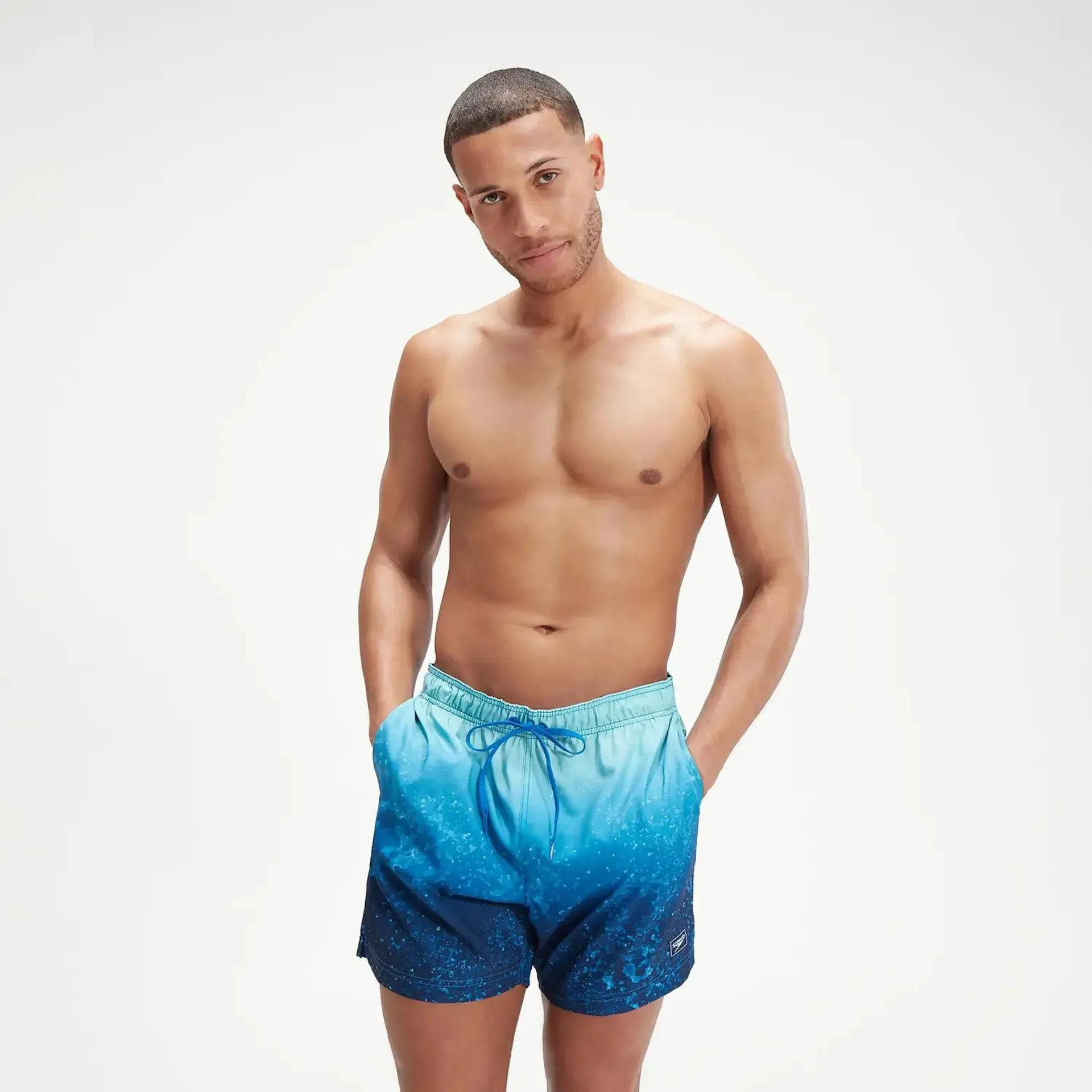 Bañador tipo bermuda de voleibol de 43 cm para hombre, azul
