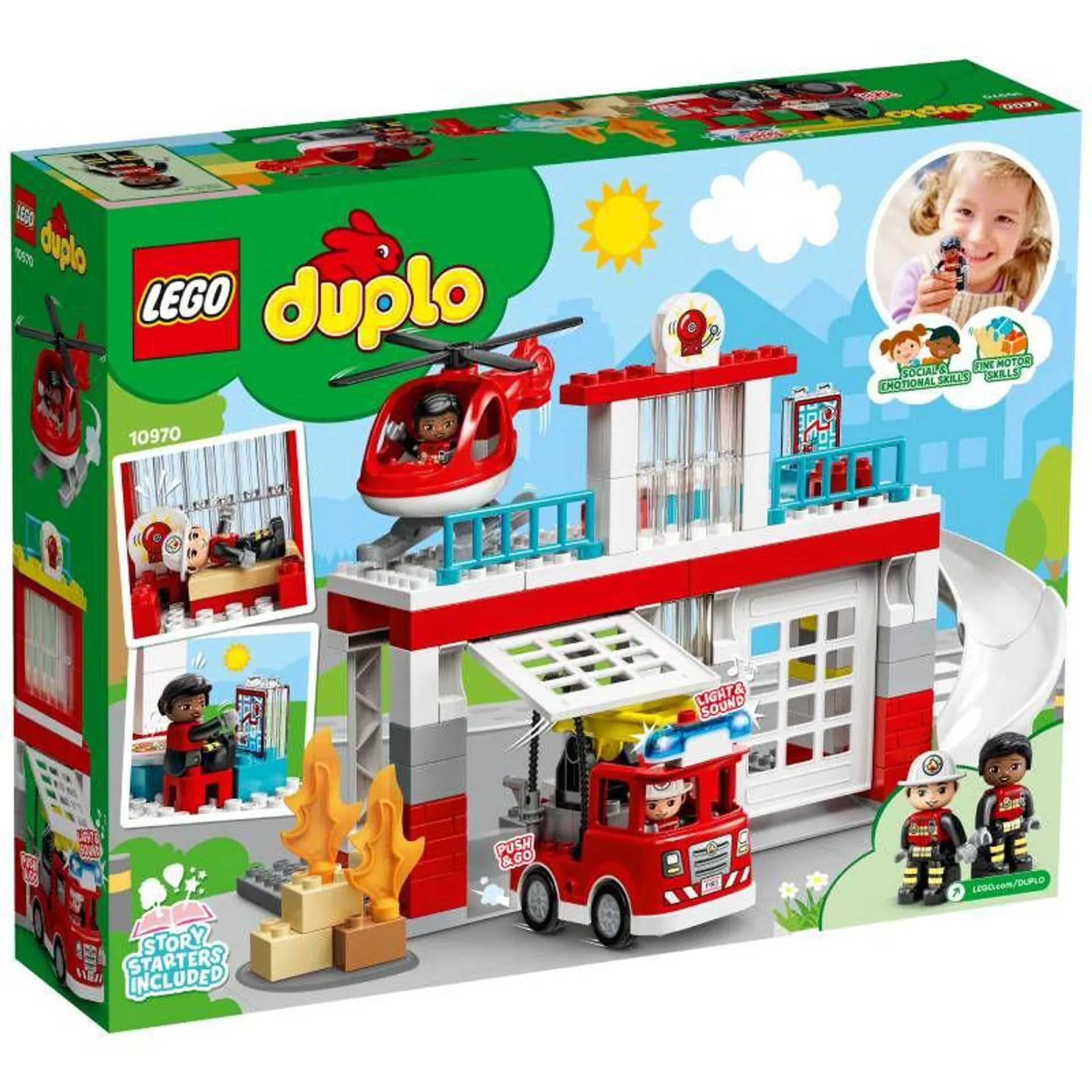 Lego Duplo Estación de bomberos y helicóptero...