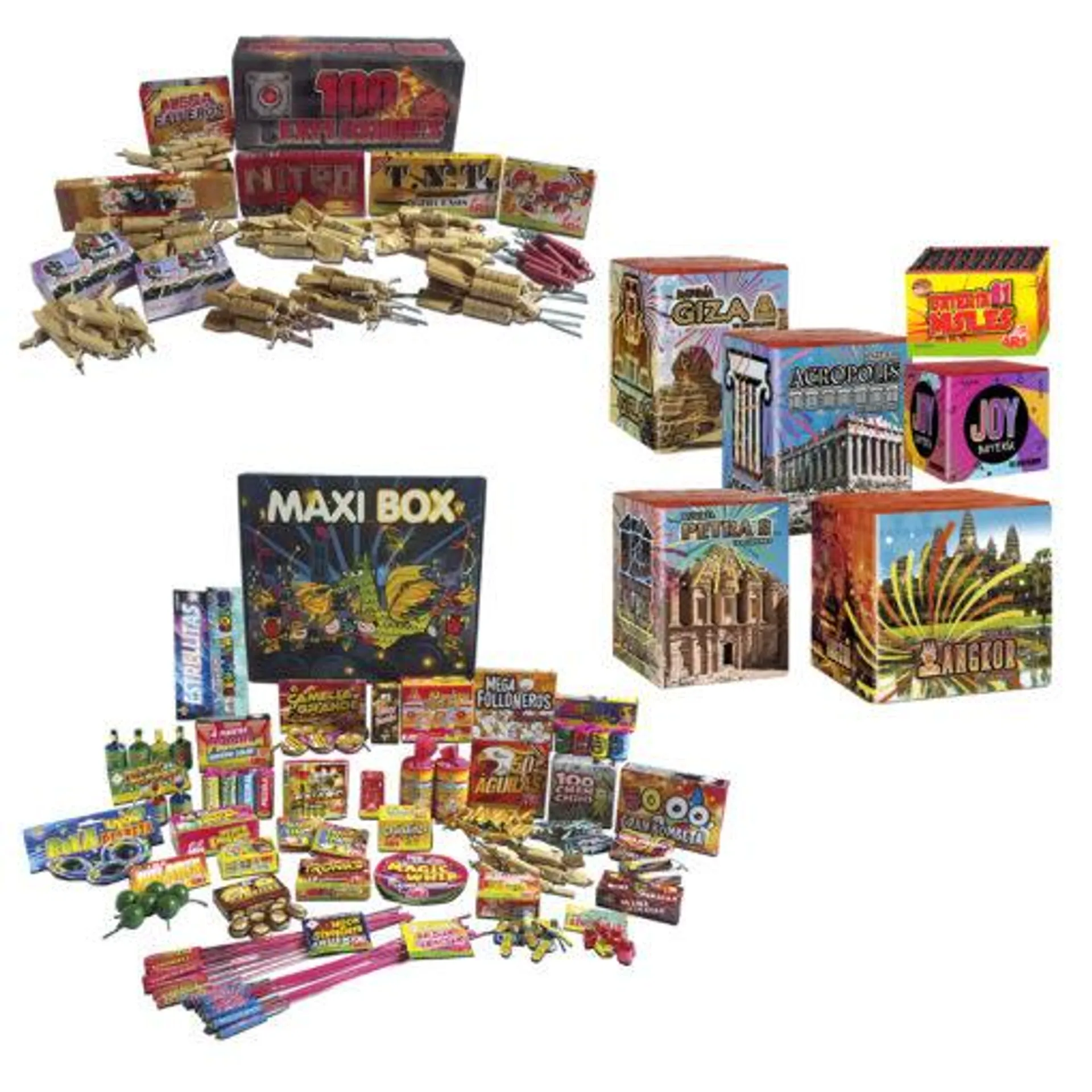 PACK AHORRO 100 EXPLOSIONES + 6 BATERIAS + MAXI BOX