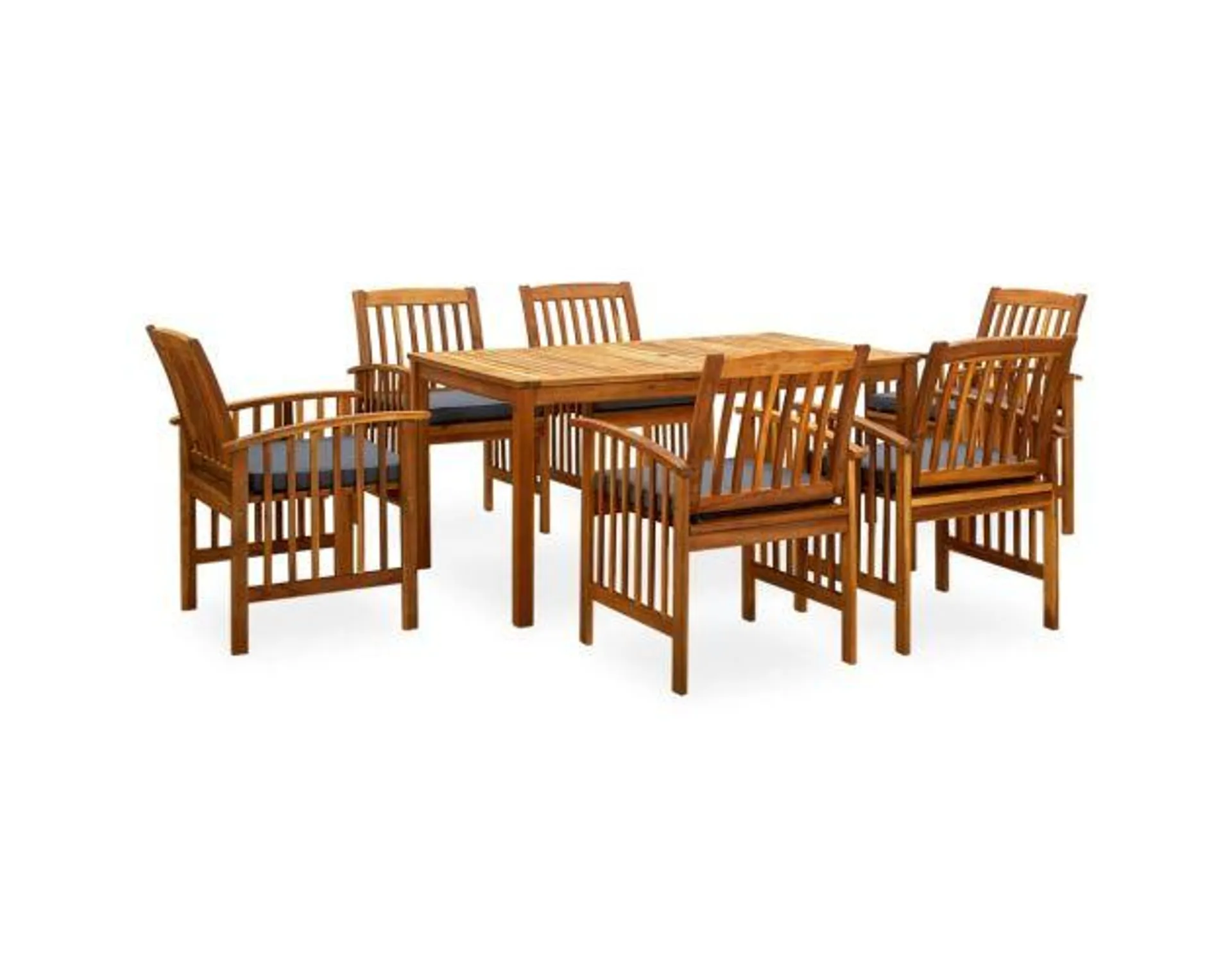 vidaXL set comedor de jardín 7 pzas y cojines madera maciza de acacia