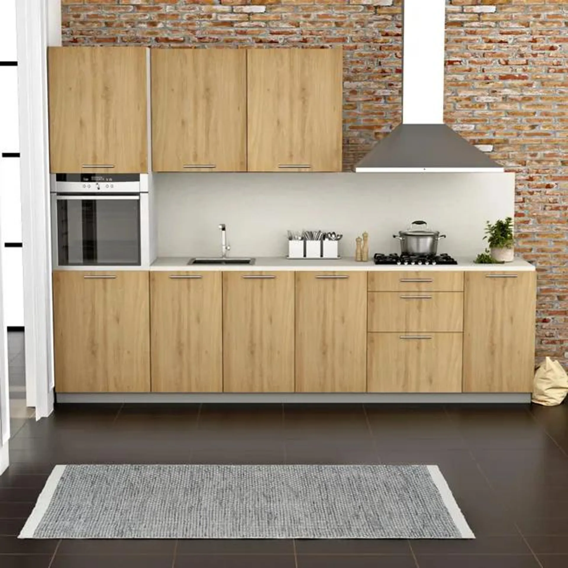 Cocina en kit DELINEA id con altos ROMA madera clara 3.00 m