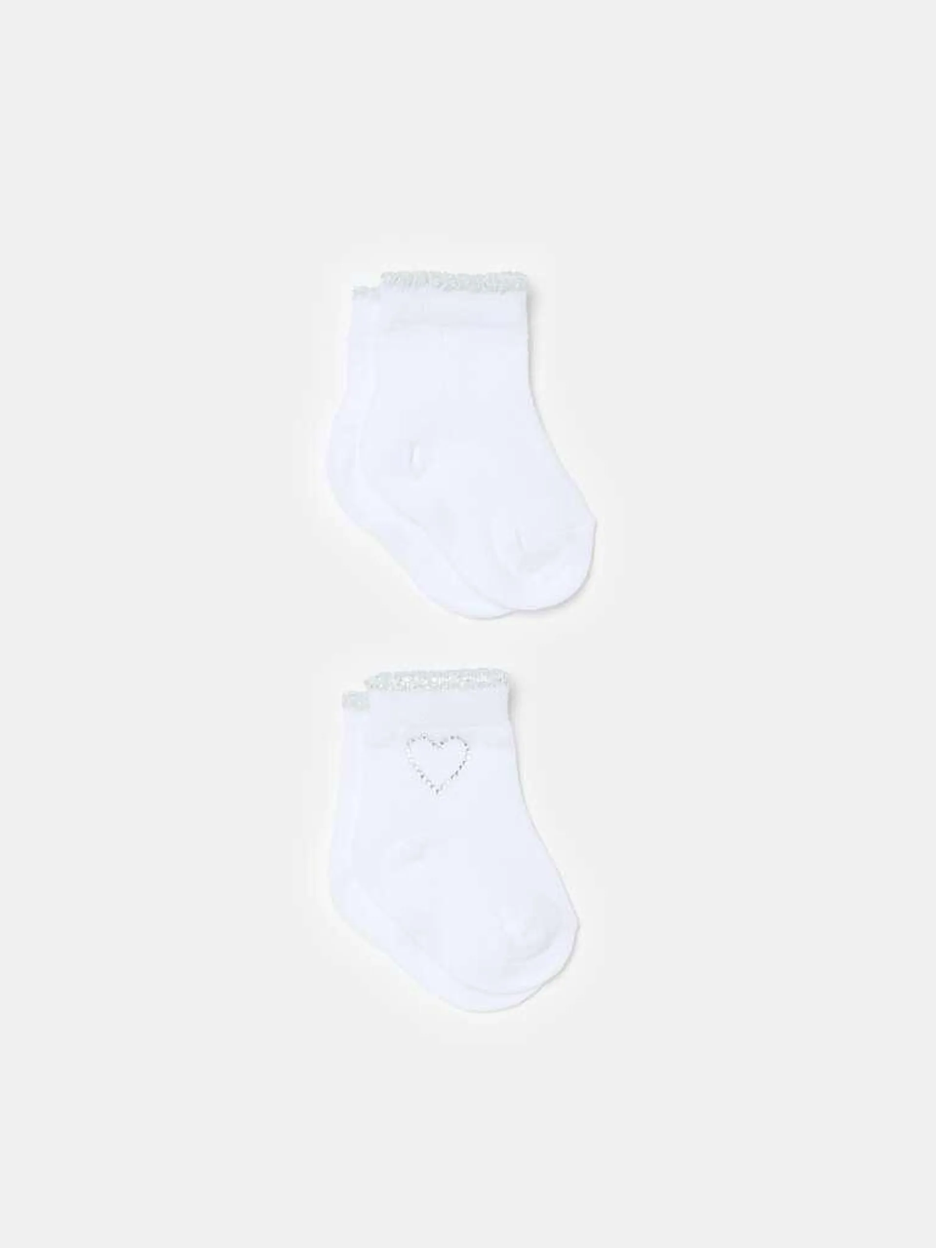 Pack dos calcetines con strass y lurex Blanco óptico