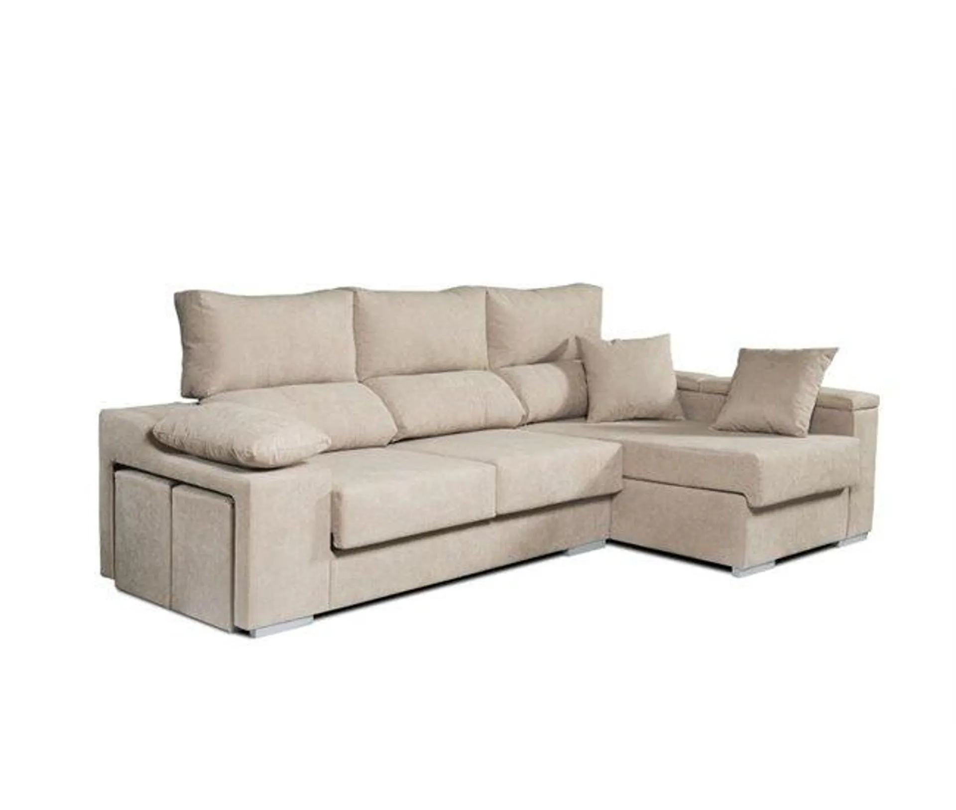 Sofá Chaiselongue Rubí de Tela Antimanchas Izquierda Color Beige 3 plazas 265x145x102 cm