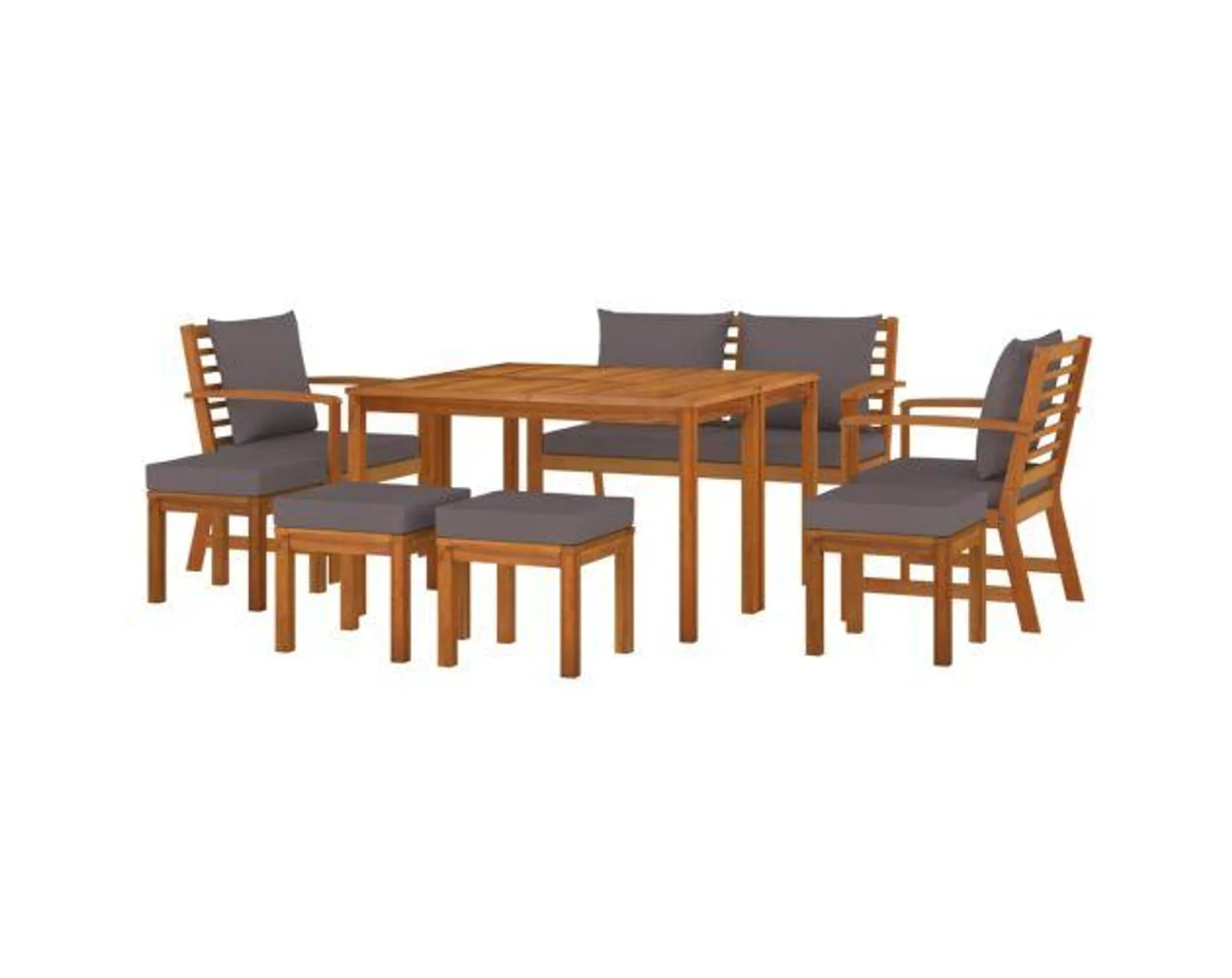 vidaXL juego comedor jardín con cojines 9 piezas madera maciza acacia