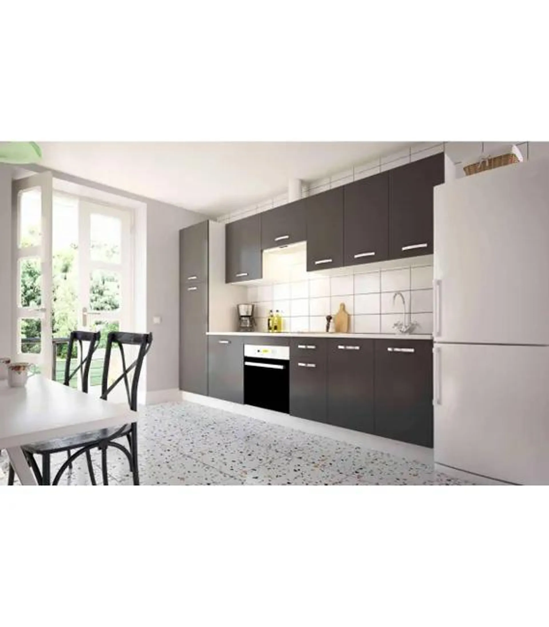 Cocina completa con zocalo y encimera 3 metros(ancho) color gris parís KIT-KIT