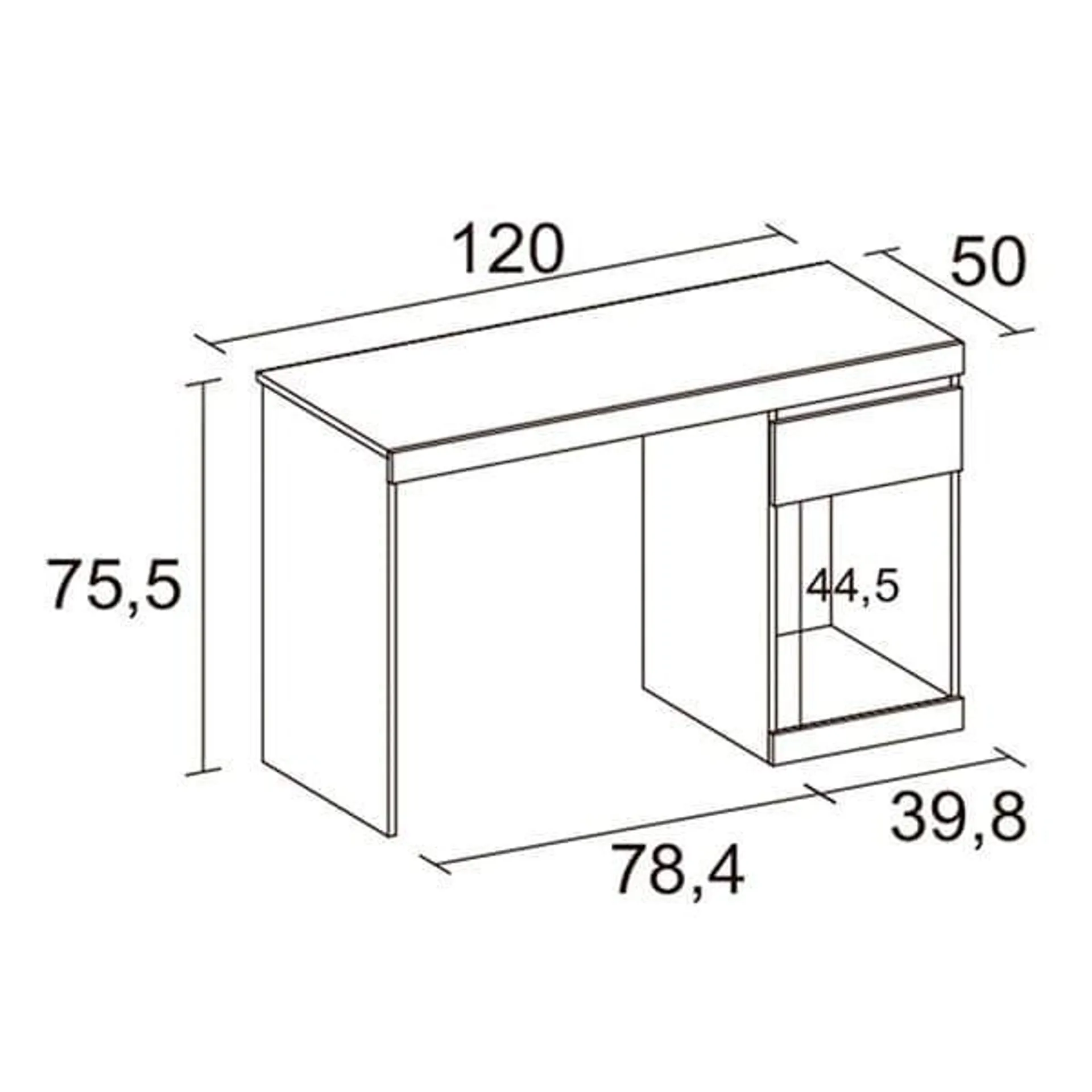 Escritorio Boro 1 cajón + hueco blanco mate 120x50 cm